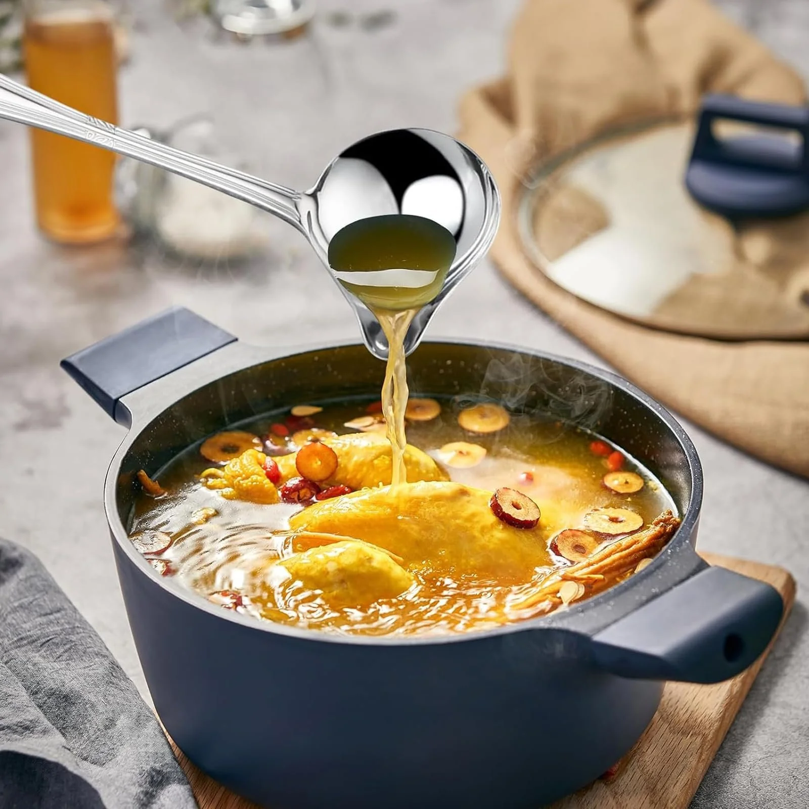 Набор ложек для соуса (2 шт) Ложка для соуса, Ковш для соуса, Ложка с прорезями, Ковш для супа, Ложка для приготовления пищи, Нержавеющая сталь, фото №6