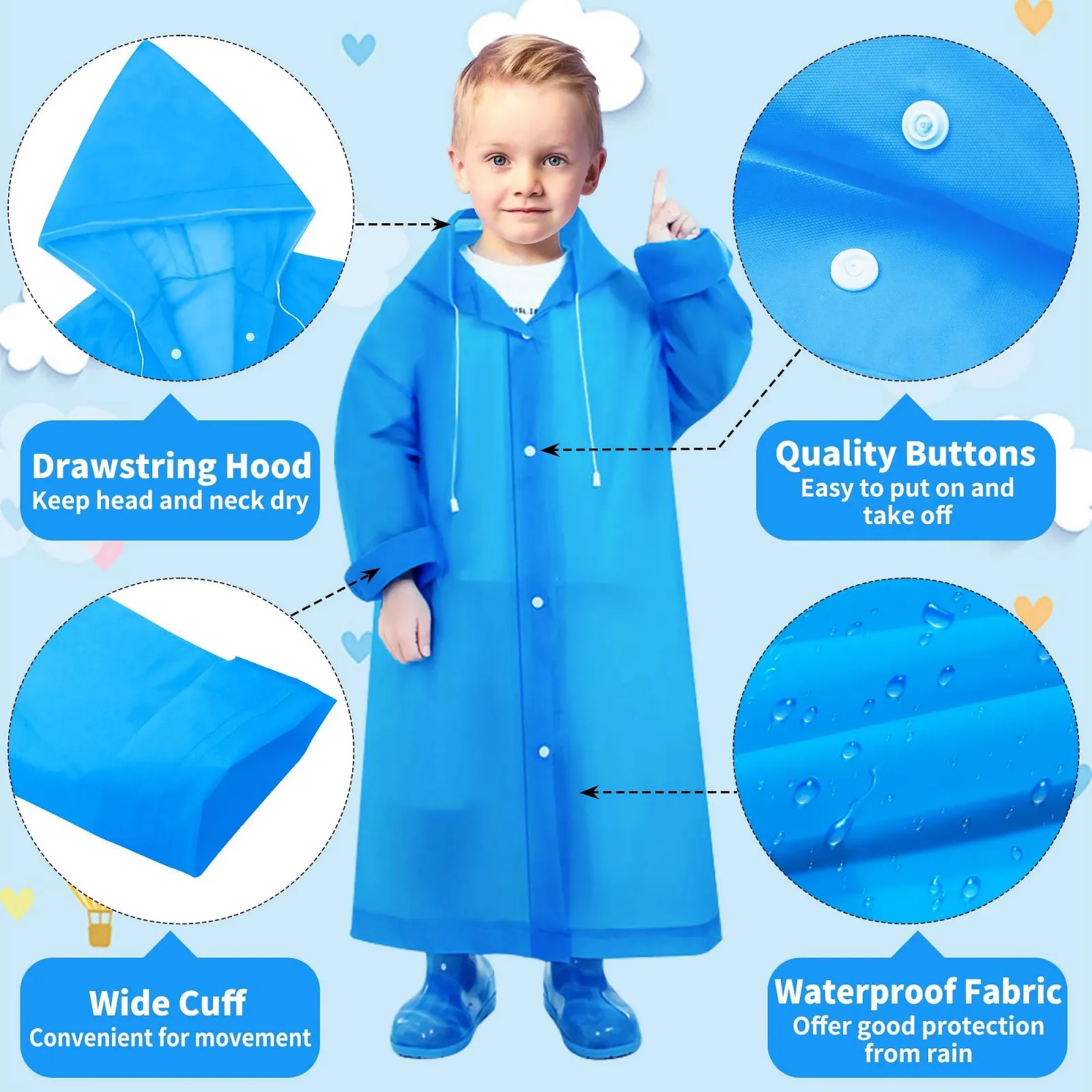 Детское дождевое пончо Domueay, фото №4