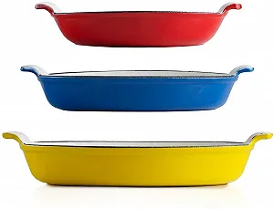 Купити Набір форм для лазаньї Big Smoke's із 3 шт. емальований чавун жовтий, синій та червоний - Фото 1 Набір форм для лазаньї Big Smoke's із 3 шт. емальований чавун жовтий, синій та червоний - Фото 1