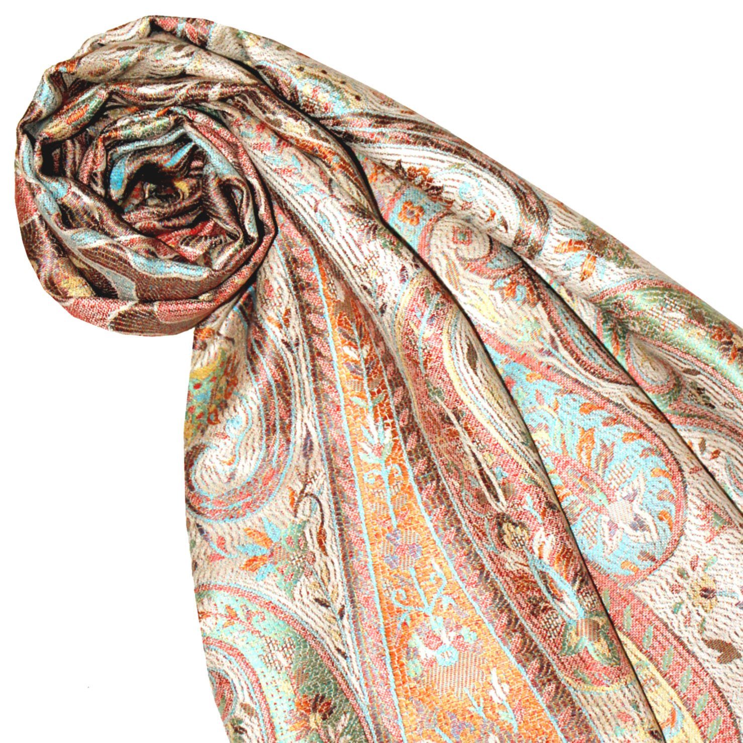 Пашміна Шарф Lorenzo Cana Jacquard Woven 100% Silk 70 x 190 см візерунок пейслі, бежевий, фото №2