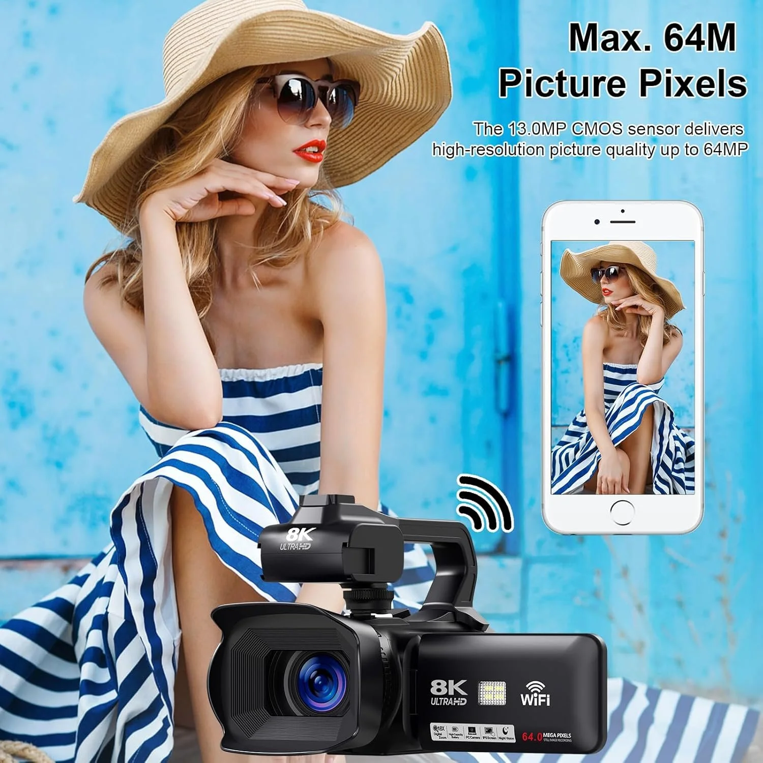 Цифрова відеокамера Vetek NPX108 / 64Мп / 8К / 120fps / 18Х зум / Чорна, фото №4 Цифрова відеокамера Vetek NPX108 / 64Мп / 8К / 120fps / 18Х зум / Чорна, фото №4