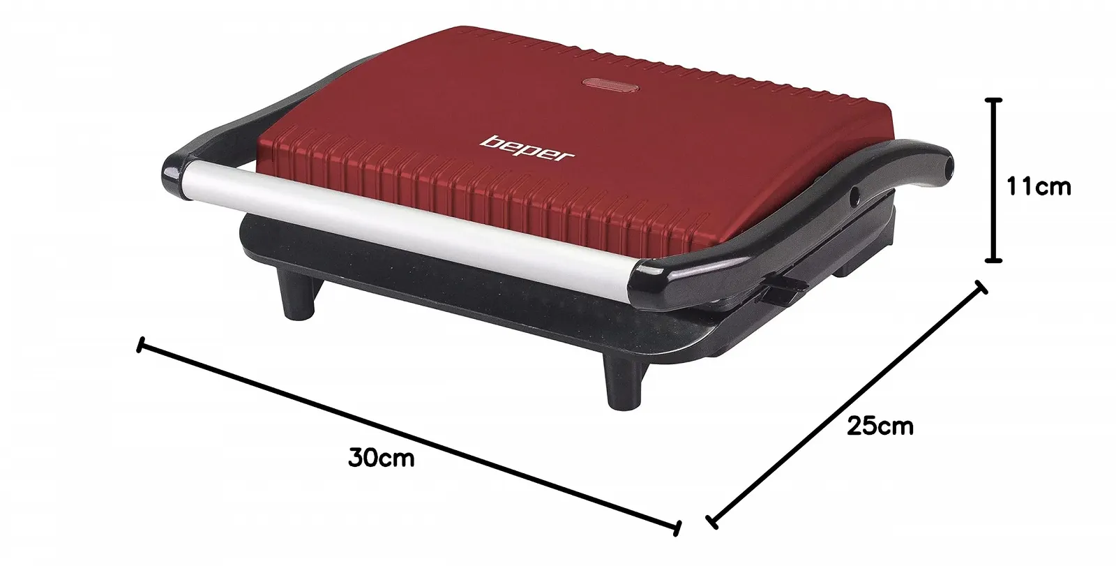 Тостер для сэндвичей BEPER 850W, Антипригарная пластина, Теплоизолирующая ручка, Красный, фото №7