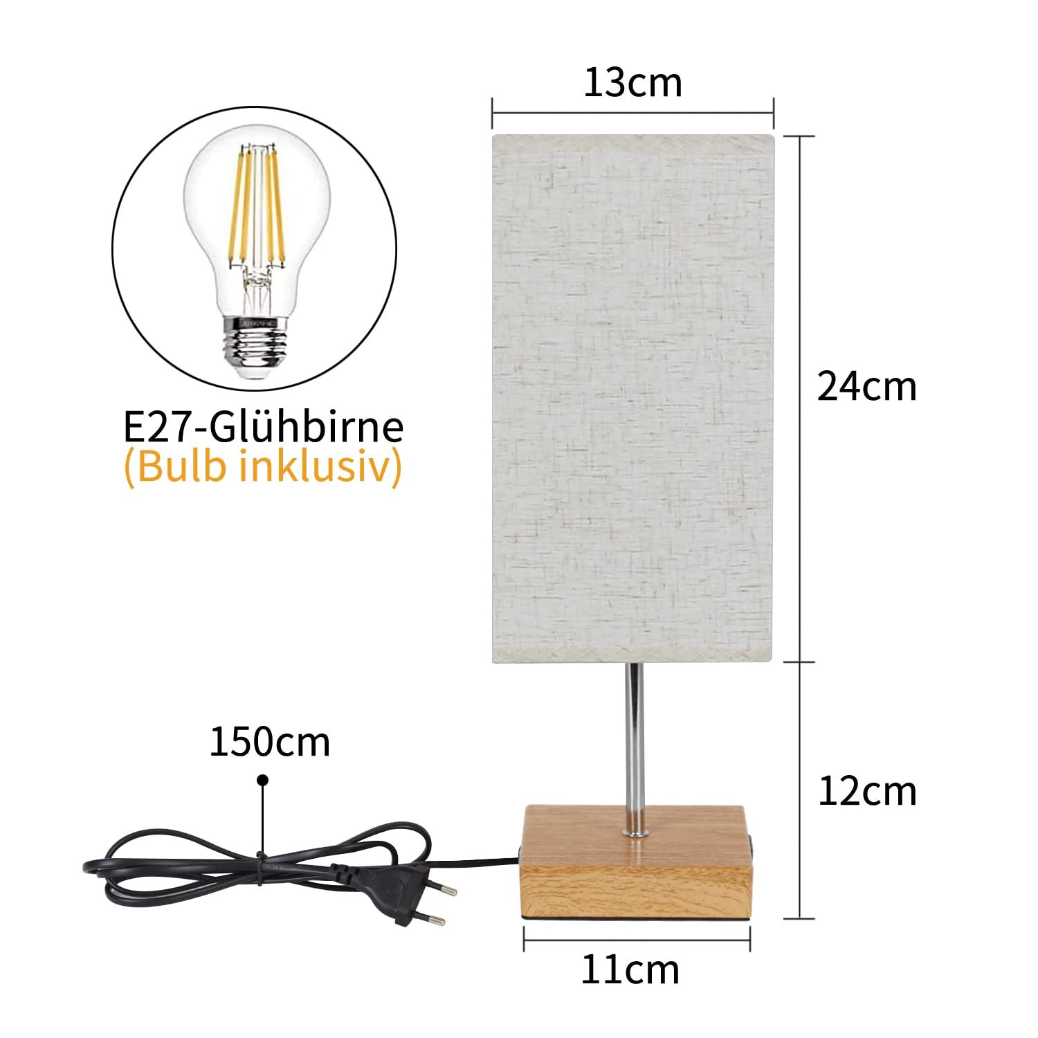 Настільна лампа Набір 2 шт Димерна USB Сенсорна E27 Тканинний абажур Ретро, фото №6