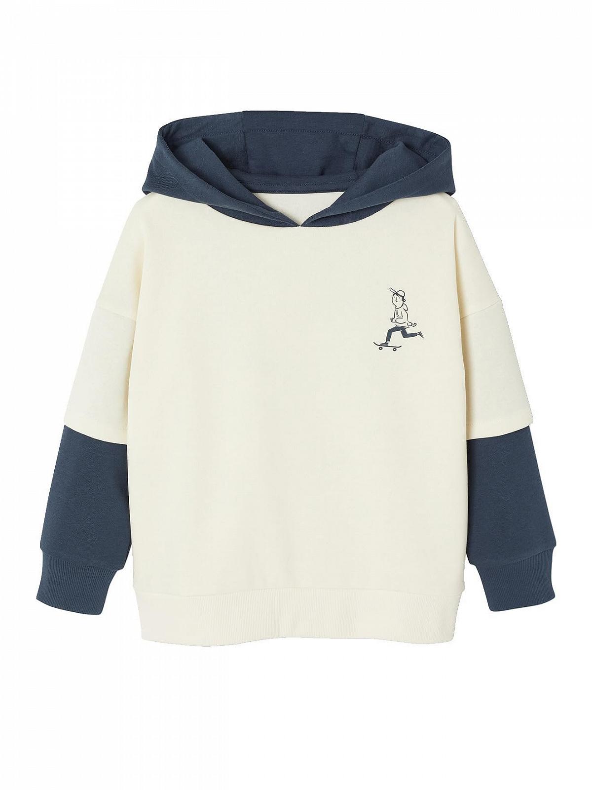 Толстовка з капюшоном Vertbaudet для хлопчиків з принтом і ефектом нашарування, фото №1