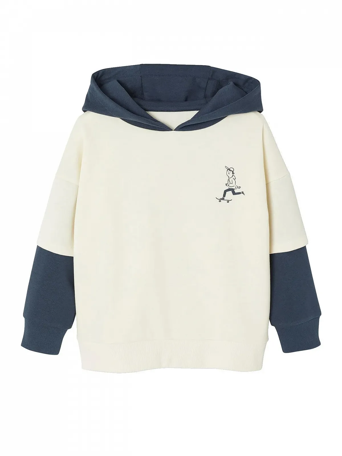 Толстовка с капюшоном Vertbaudet для мальчиков с принтом и эффектом наслоения, фото №1