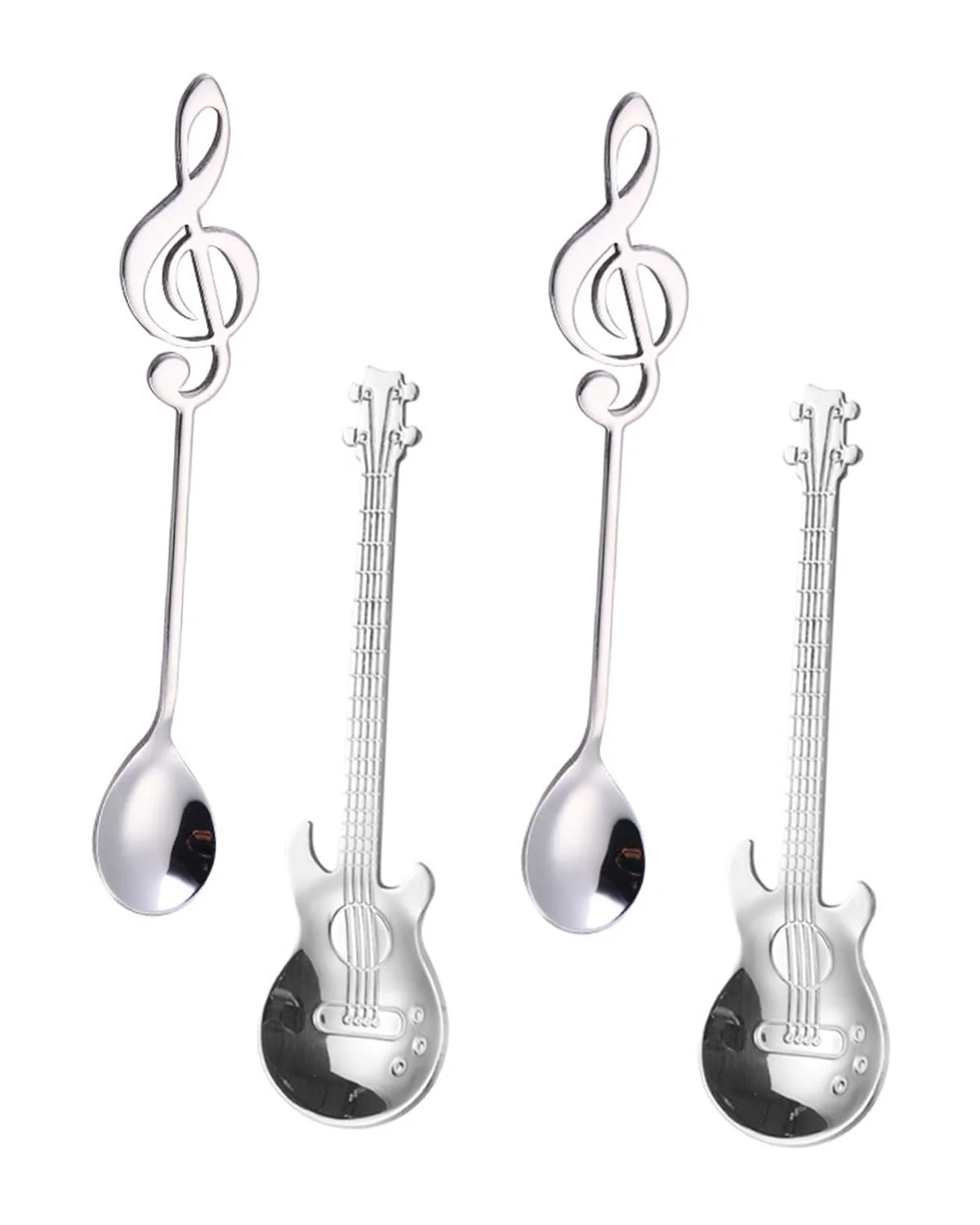 Набір з 4 кавових ложок у формі гітари, фото №1