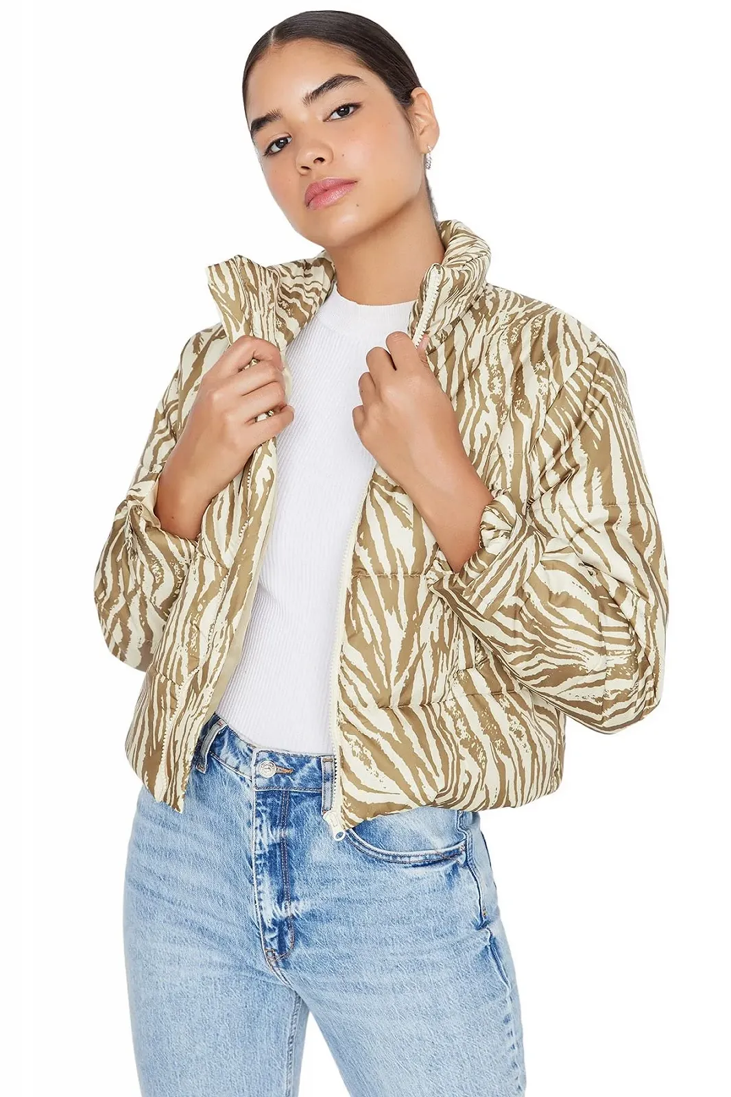 Жіноча зимова куртка Trendyol, з коміром та анімалістичним принтом, фото №3 Жіноча зимова куртка Trendyol, з коміром та анімалістичним принтом, фото №3