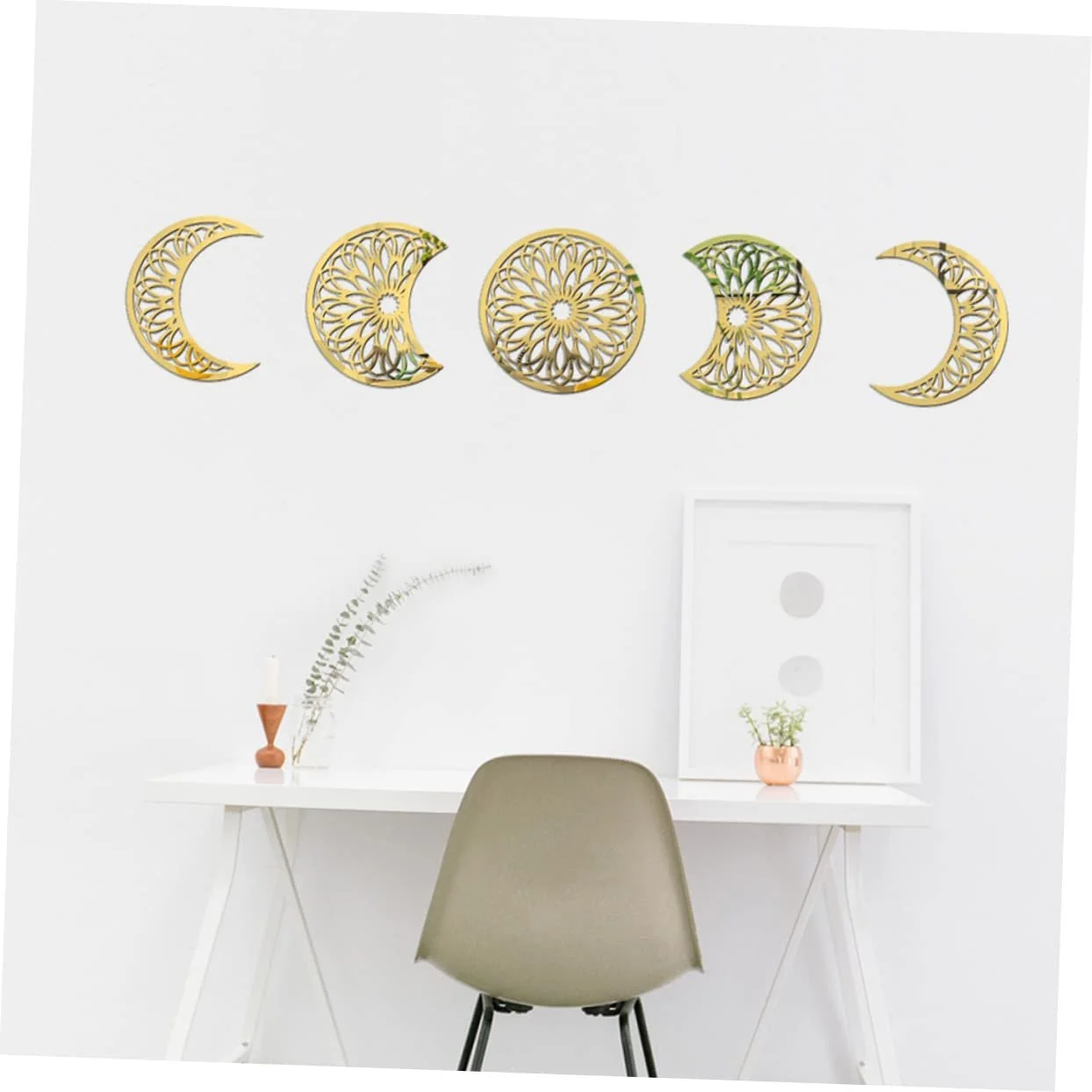 Наклейка Zerodeko 3D Moon Phase Зеркальная самоклеящаяся для спальни и офиса, фото №9