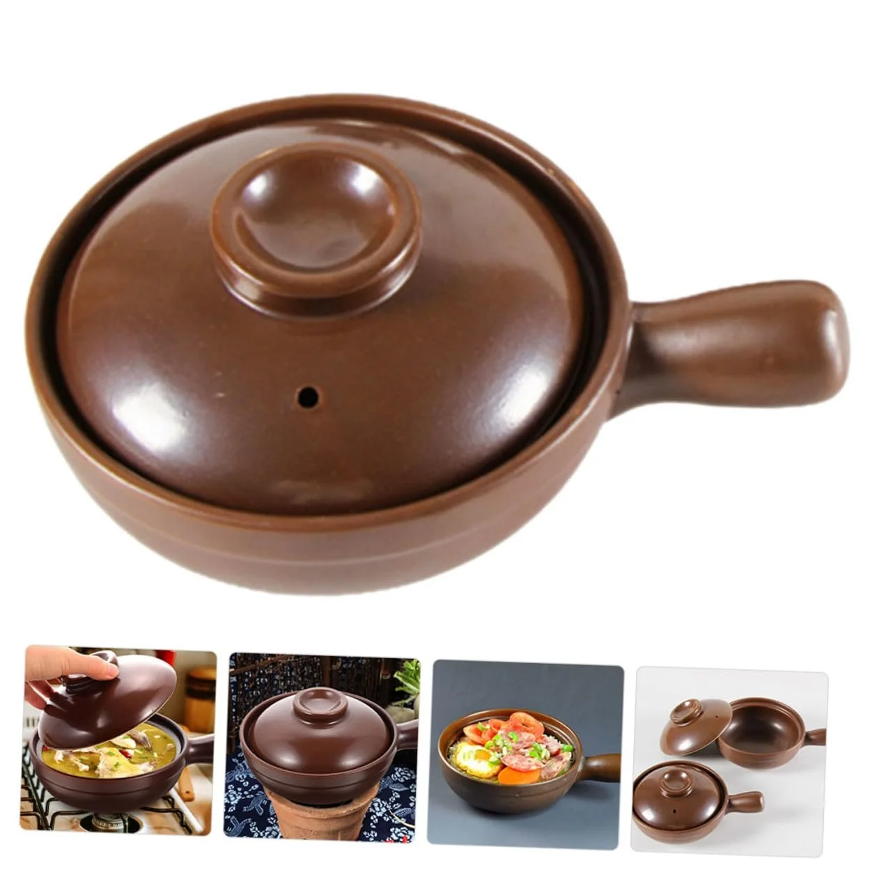 Кастрюля керамическая с крышкой и антипригарным покрытием термостойкая, фото №3