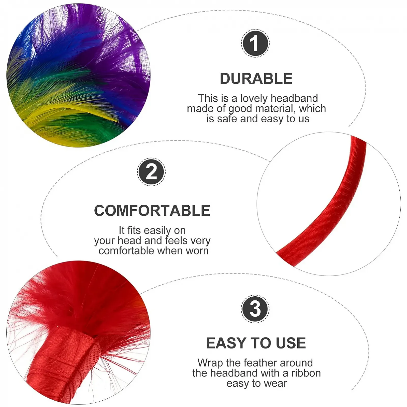 Обруч для волосся з пір'ям Lurrose Fascinator, фото №6