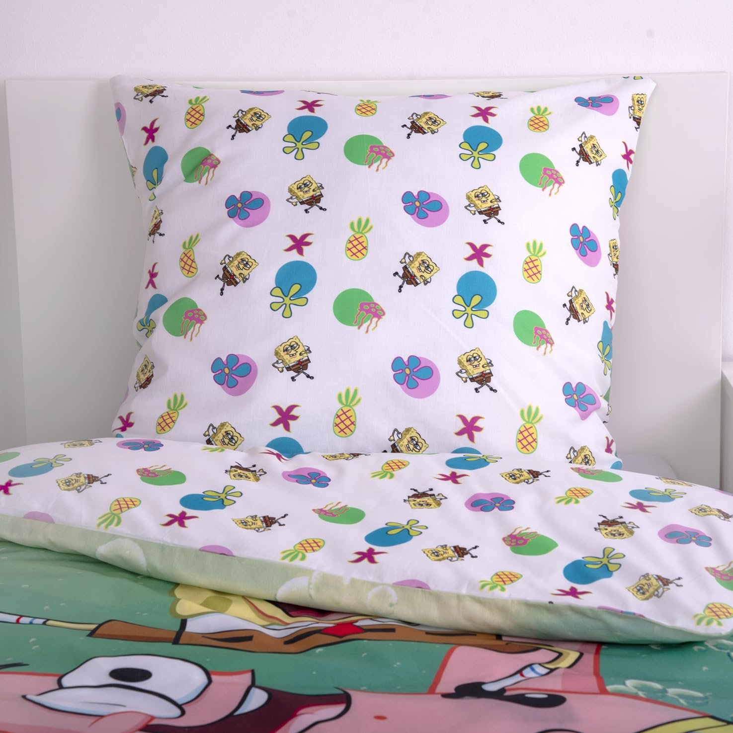 Постільна білизна Herding SpongeBob Squarepants, наволочка 80 x 80 см з двостороннім малюнком, підковдра 135 x 200 см, на блискавці, 100% бавовна/рефорсе, різнокольоровий, фото №7