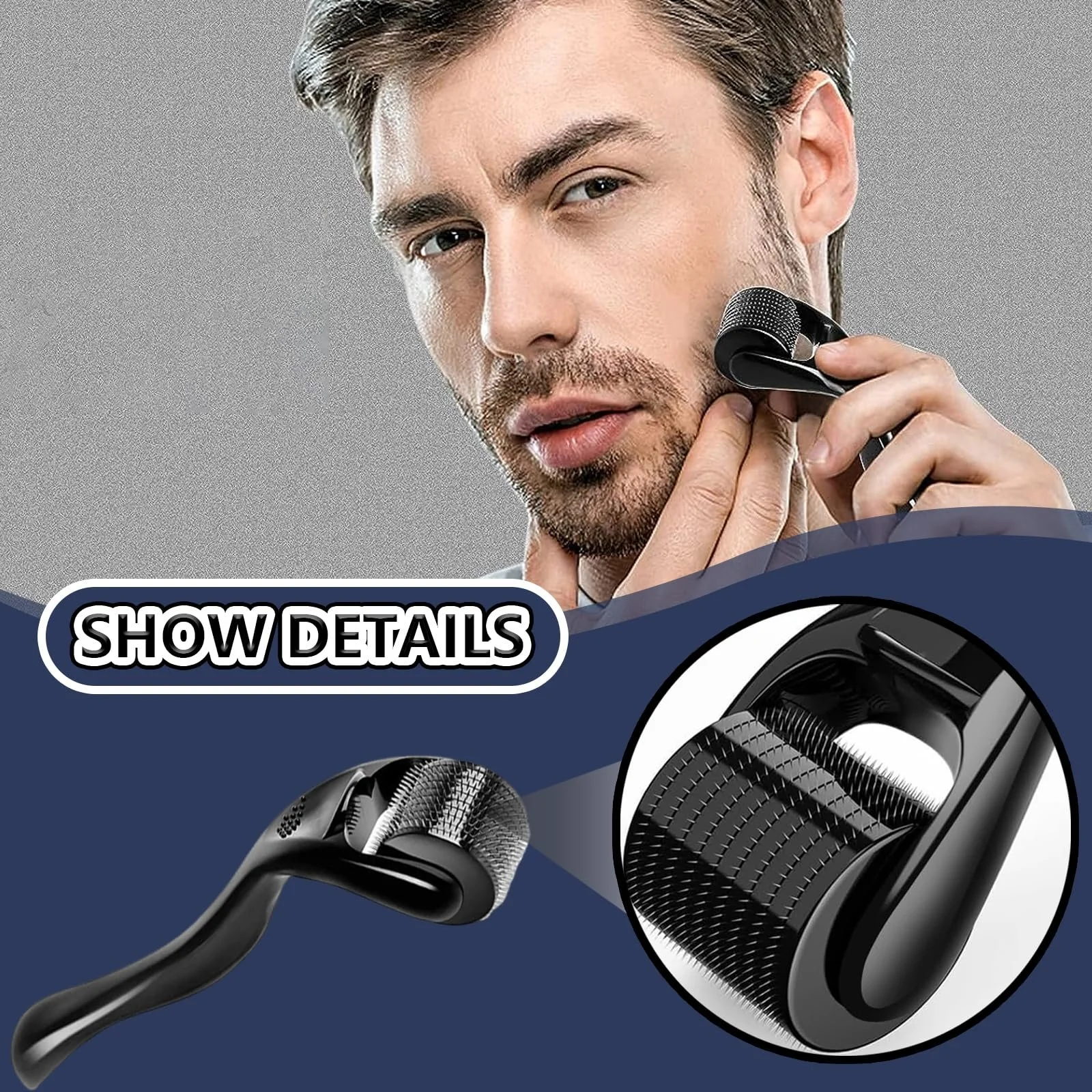 Дермаролер WhaleO Набір для росту бороди 0.5 мм, 1 мм, 1.5 мм, 2 мм з 540 титановими мікроголками, фото №6