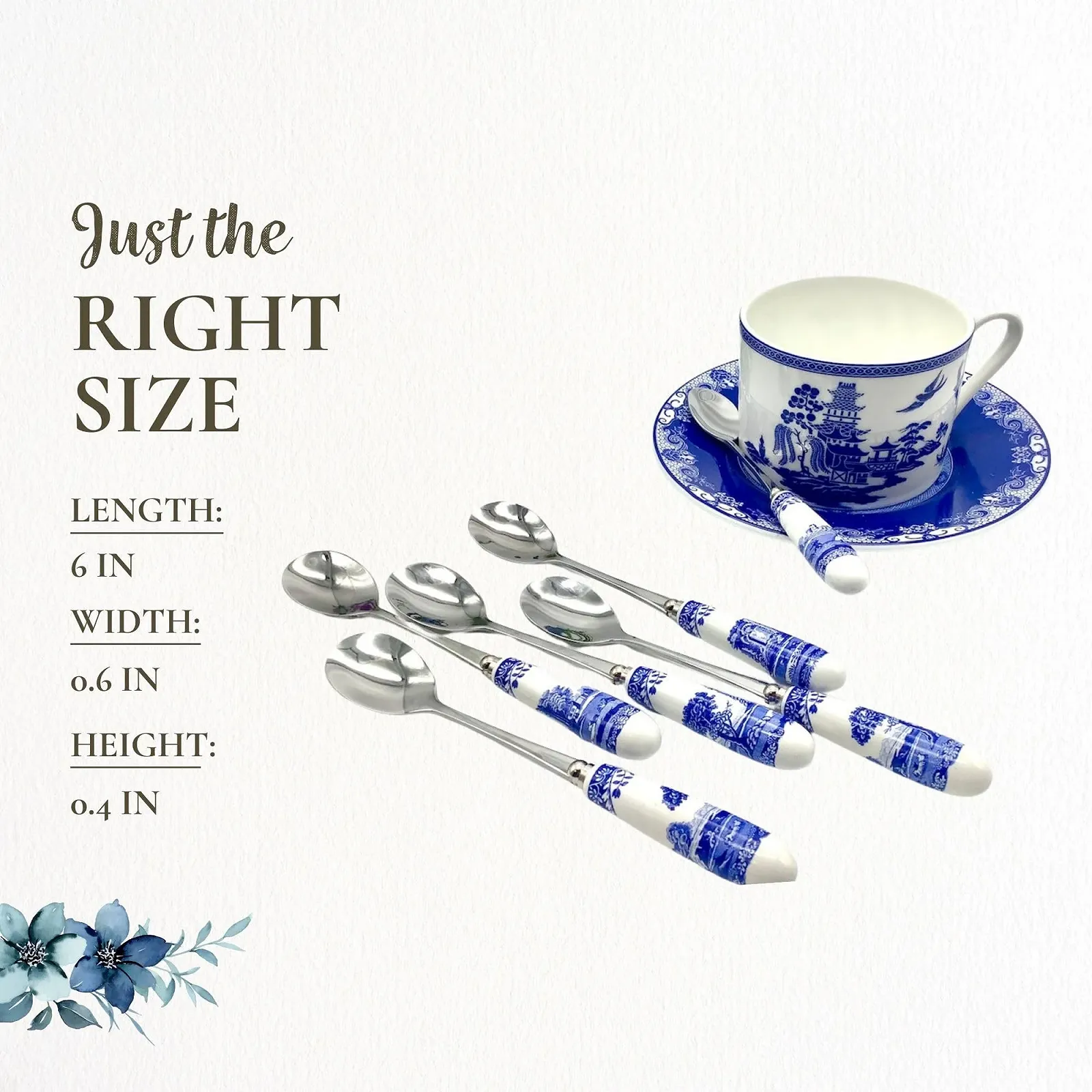 Чайні ложки Blue Italian S/6, блакитно-білі, фото №7