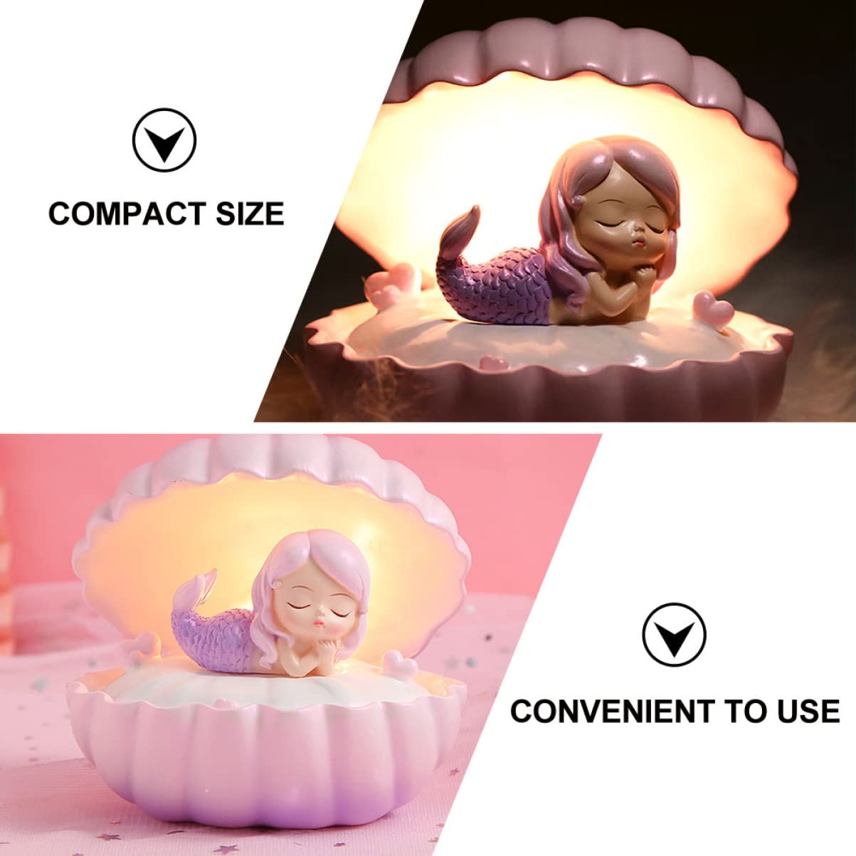 Лампа DOITOOL Mermaid Night Light LED Resin Shell, фото №7