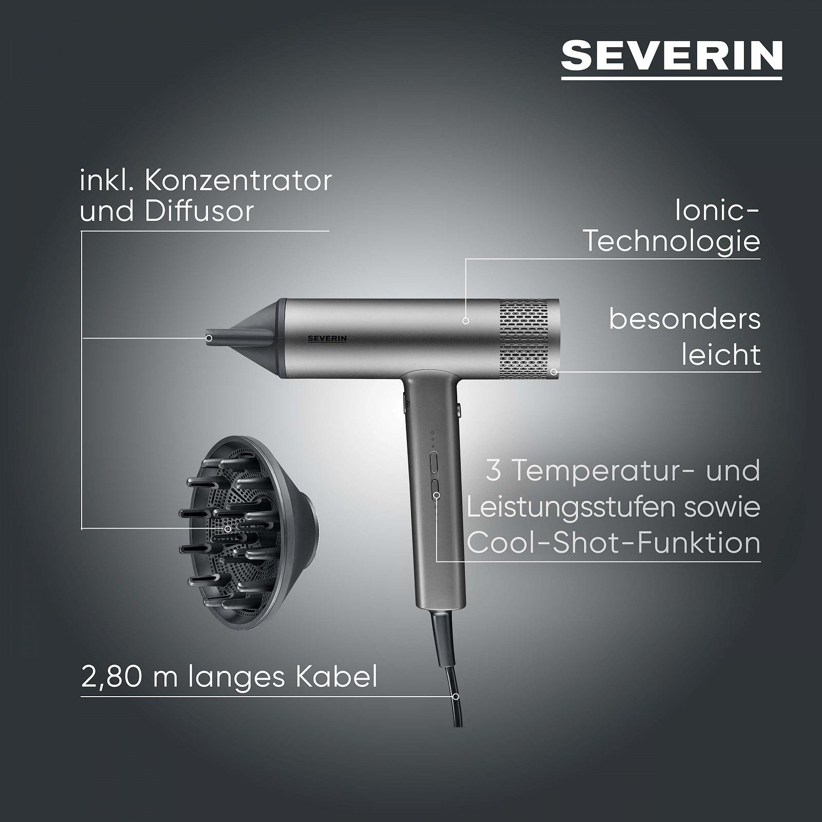 Фен SEVERIN S-Style Speed Pro BLDC, 2000 Вт, антрацит, фото №9