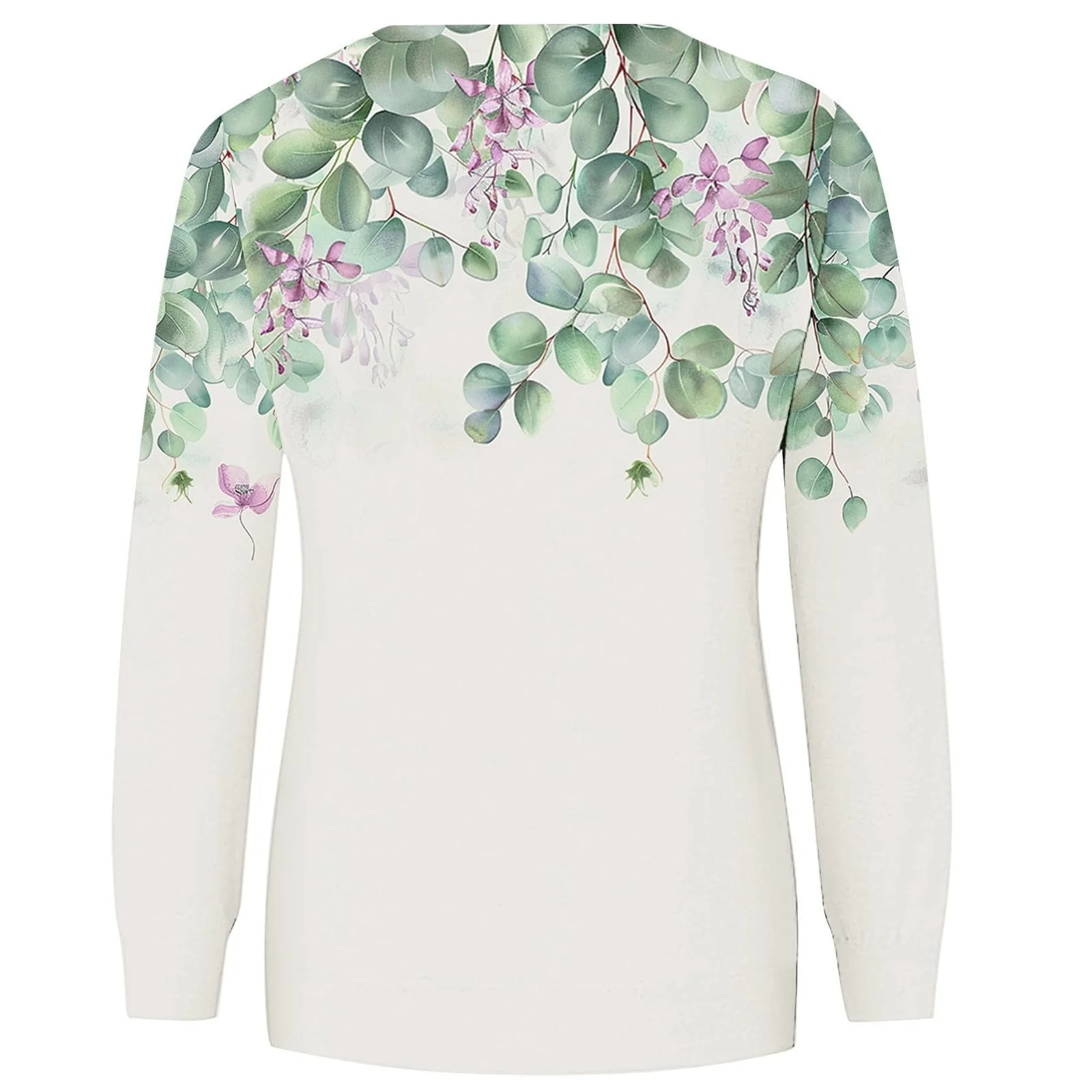 Женский Свитер Komiseup Однотонный Oversized Круглый вырез Длинный рукав с цветочным принтом Свободный Спортивный Без капюшона 25, фото №5