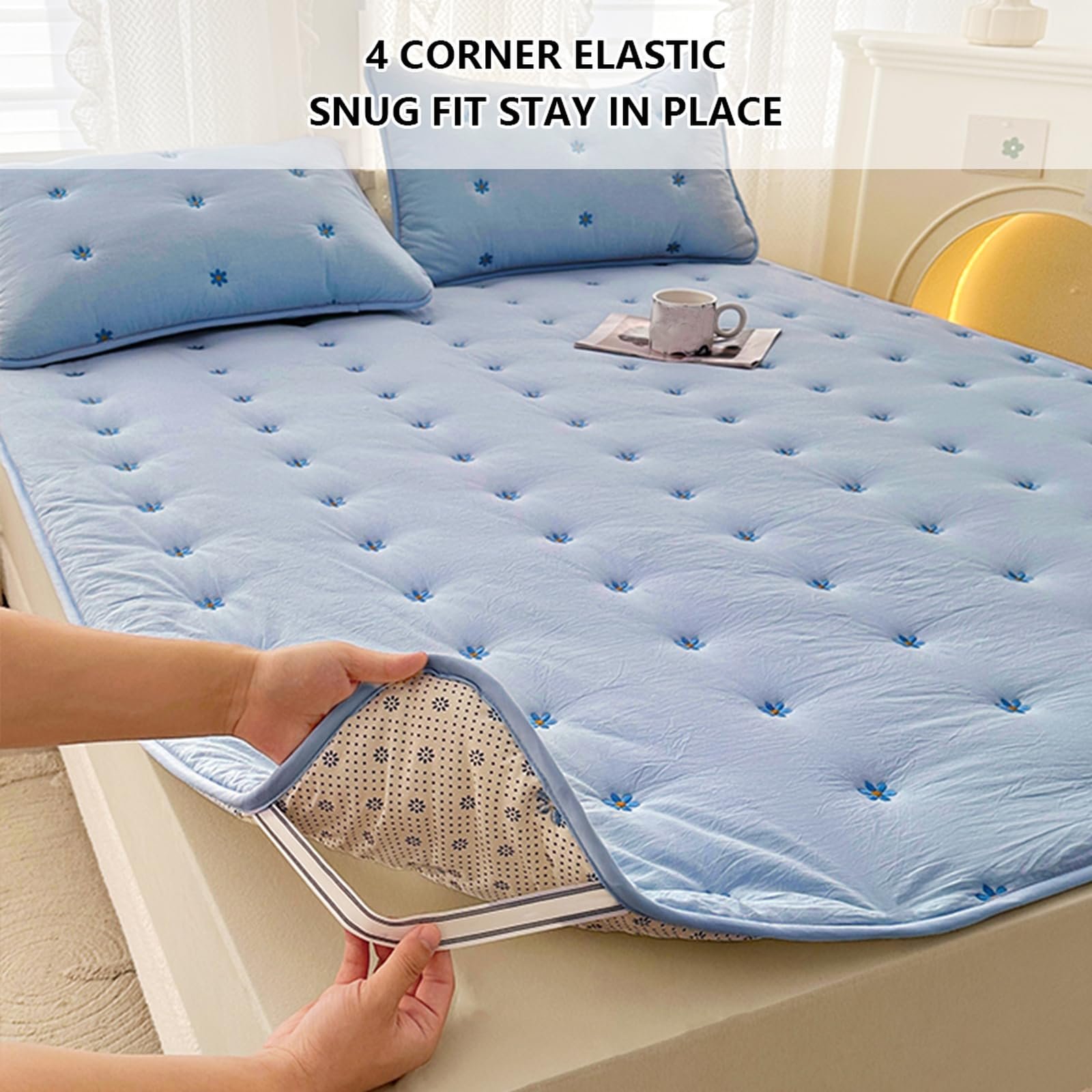 Наматрасник HAIBA 200 x 220 см, стеганый, синий., фото №4