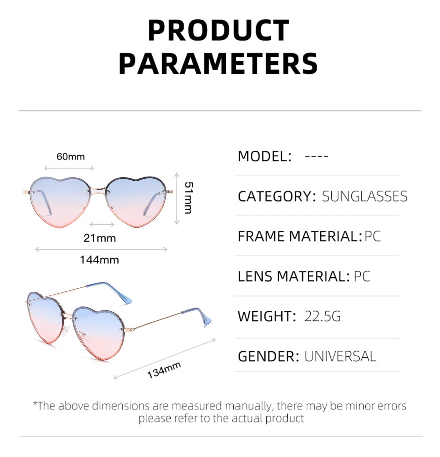 Солнцезащитные Очки YOJUED Сердце Металлическая Оправа Конфетный Цвет, фото №3