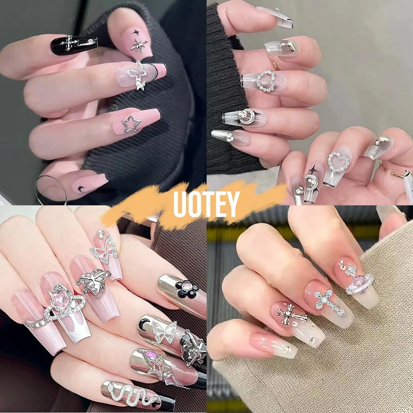 Украшения для ногтей Планета Корона Доллар Украшения для ногтей Змея Звезда Бант Подвеска для ногтей 3D Крест Ювелирные подвески для ногтей + Золотые долларовые подвески для DIY украшений для ногтей 105шт, фото №7