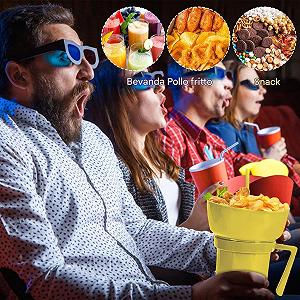 Стакан для напитков и снеков. Стакан с интегрированной снековой чашей. Контейнер для еды и напитков для школы, чая, молока, сока, конфет, чипсов, попкорна, фруктов synthetic.ua - Фото 1