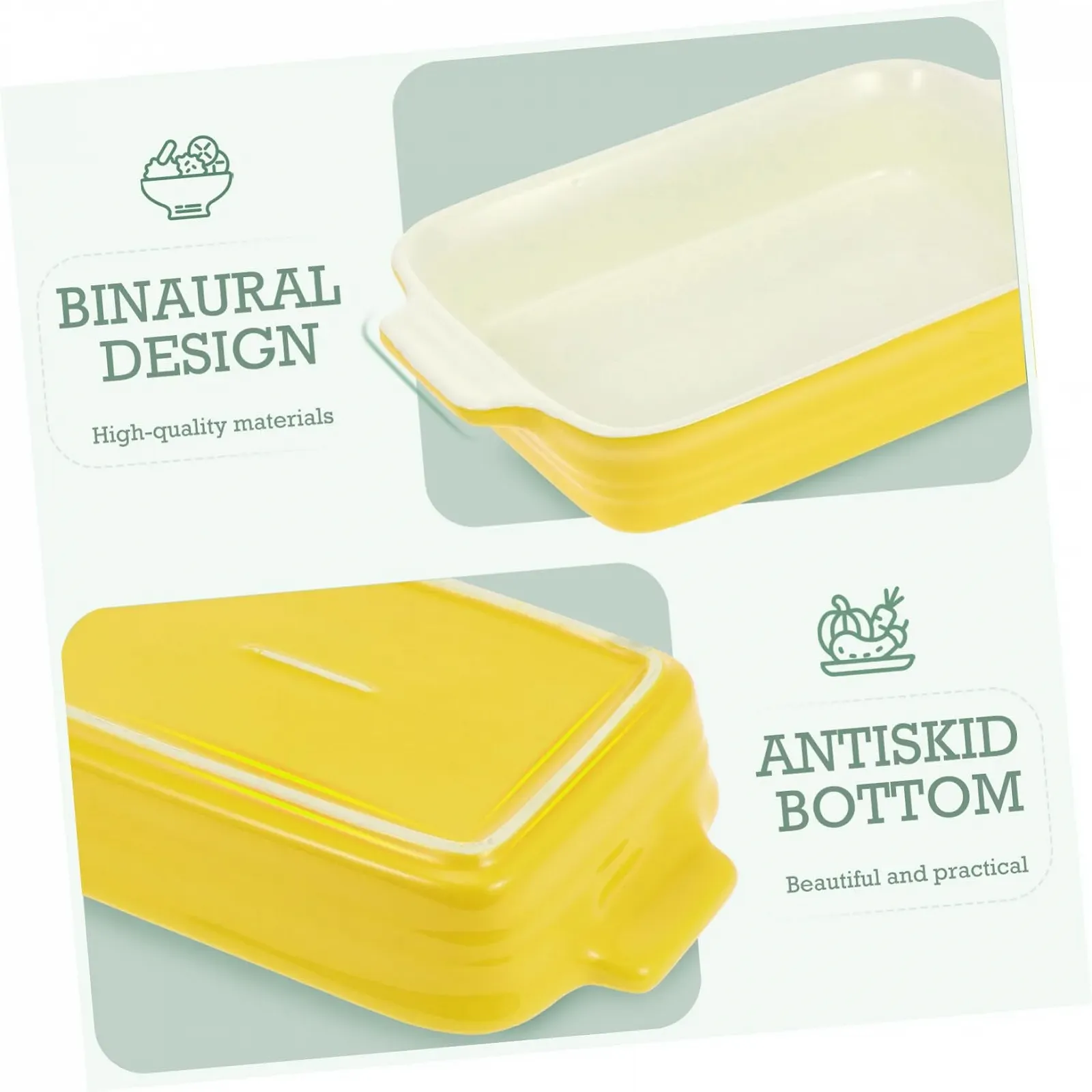 Форма для запікання SOLUSTRE керамічна прямокутна з ручками жовта, фото №7