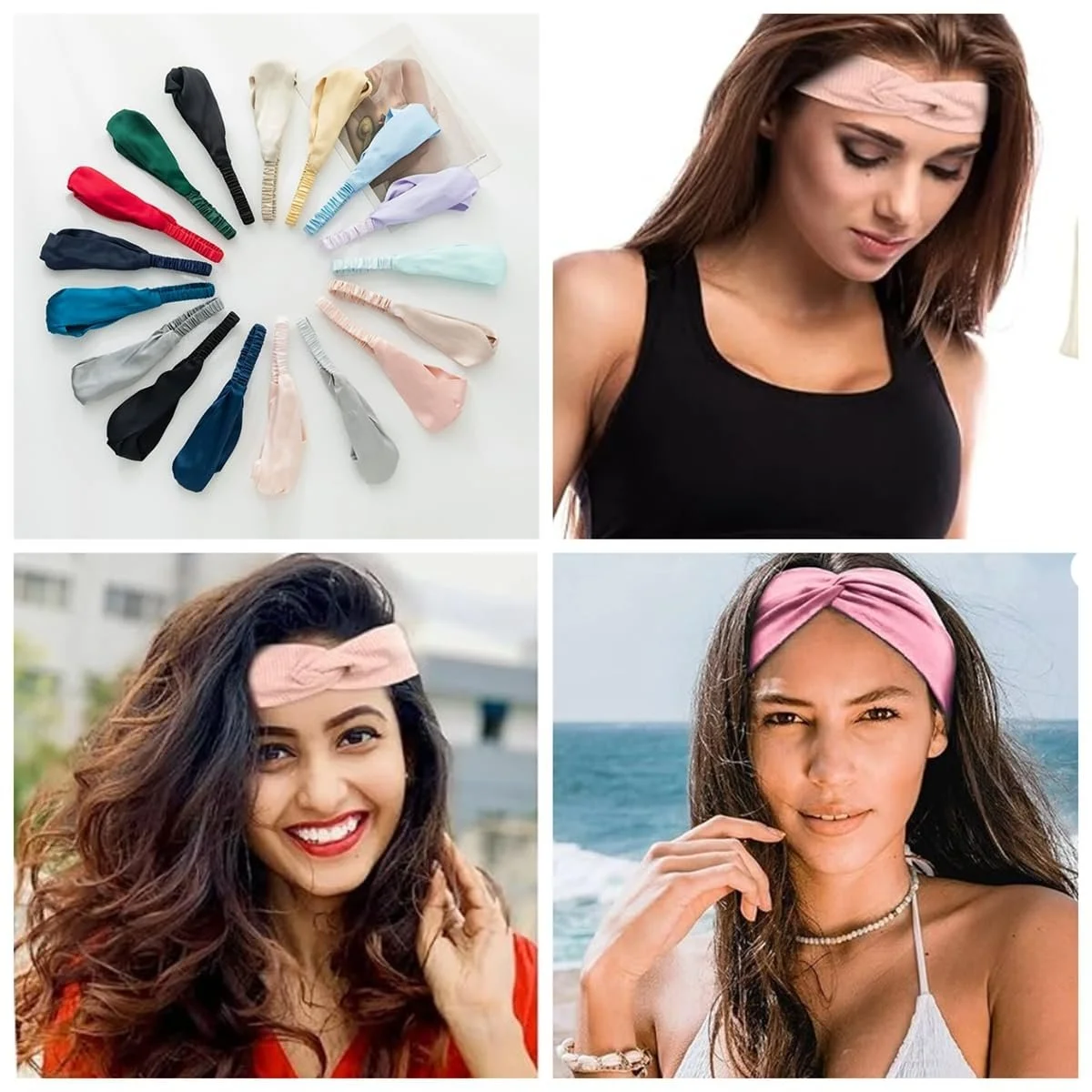 Пов'язка на голову еластична Твіст Богемна Вузол Однотонна, фото №6