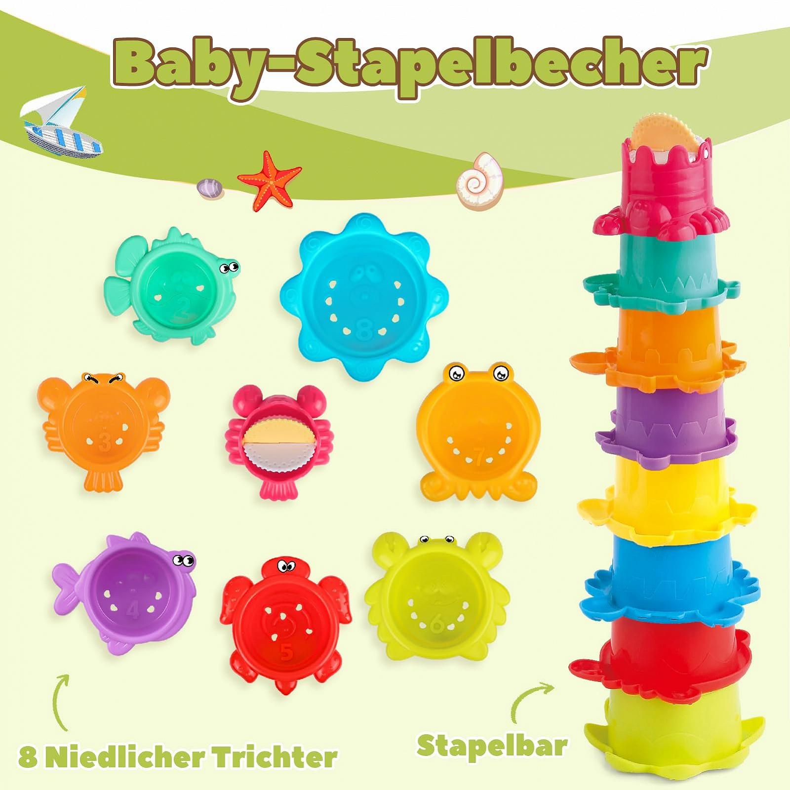 Набір іграшок для ванни 16 предметів Лійка, Стаканчики, Човники, фото №5