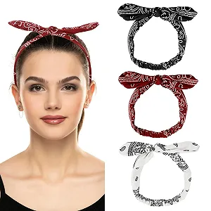 Повязка на голову Эластичная бандана с кроличьими ушками Ретро Бохо - Фото 1