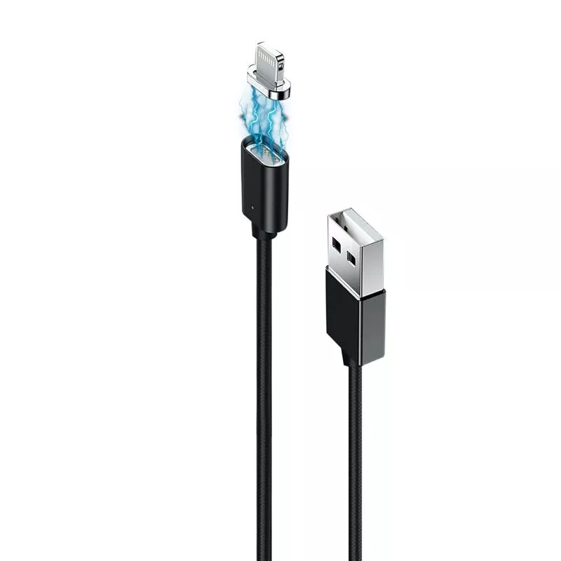 Кабель Grand-X USB-Lightning магнитный 1м Black (MG-01L), фото №3