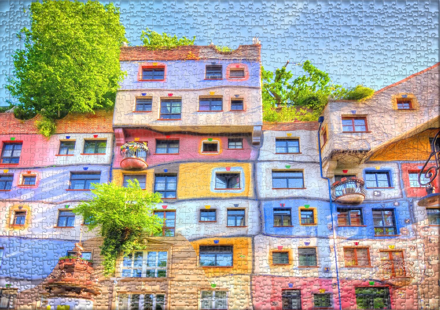 Пазл Ulmer Puzzleschmiede Hundertwasser House 2000 элементов Дом Хундертвассера Вена, фото №2