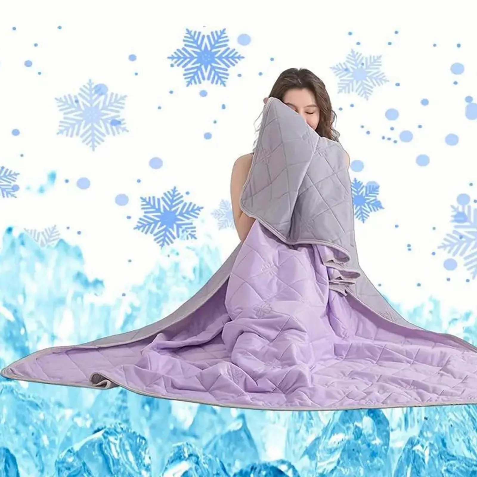 Охлаждающее летнее одеяло, ледяное одеяло, самоохлаждающееся одеяло, холодное одеяло - летний тип одеяла для сна, дышащее двустороннее покрывало против ночного потоотделения для дома, общежития, кемпинга, фото №2