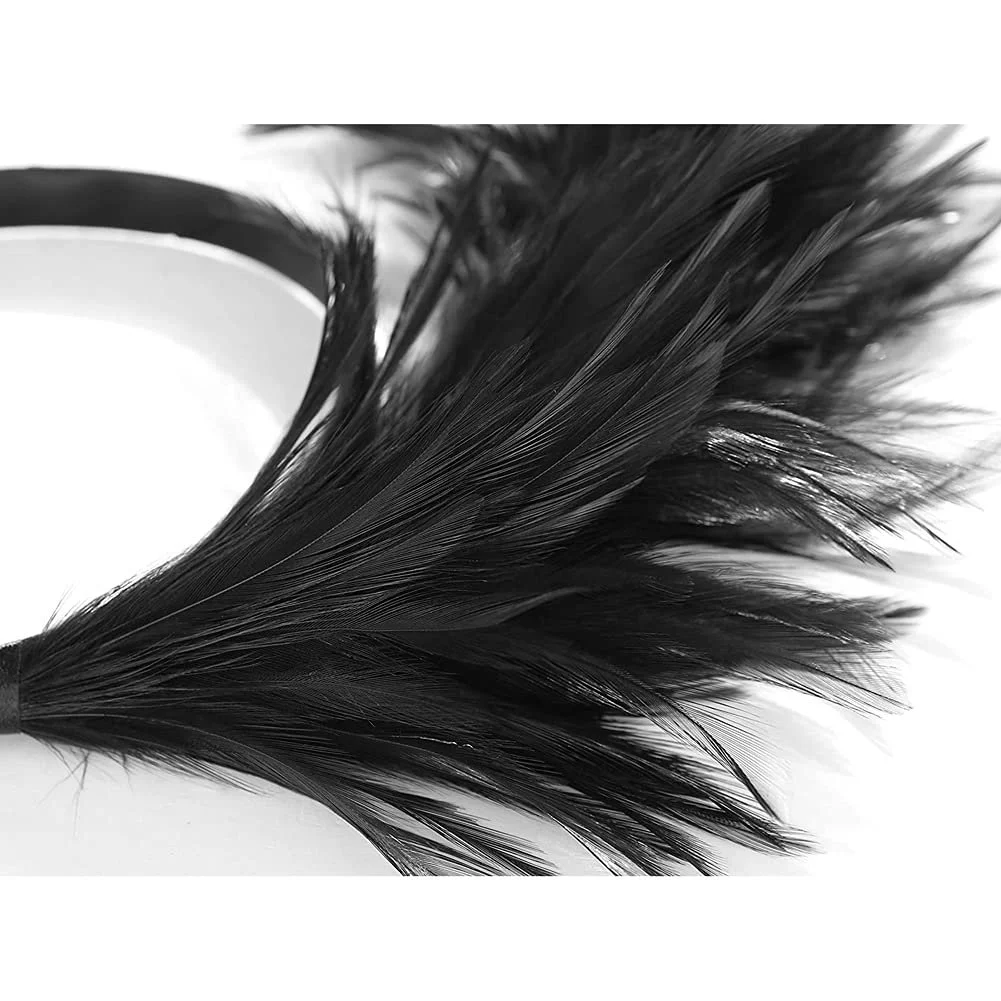 Обруч на голову з пір'ям в стилі 1920-х років для особливих випадків, коктейлів, чаювань (Чорний), фото №5 Обруч на голову з пір'ям в стилі 1920-х років для особливих випадків, коктейлів, чаювань (Чорний), фото №5