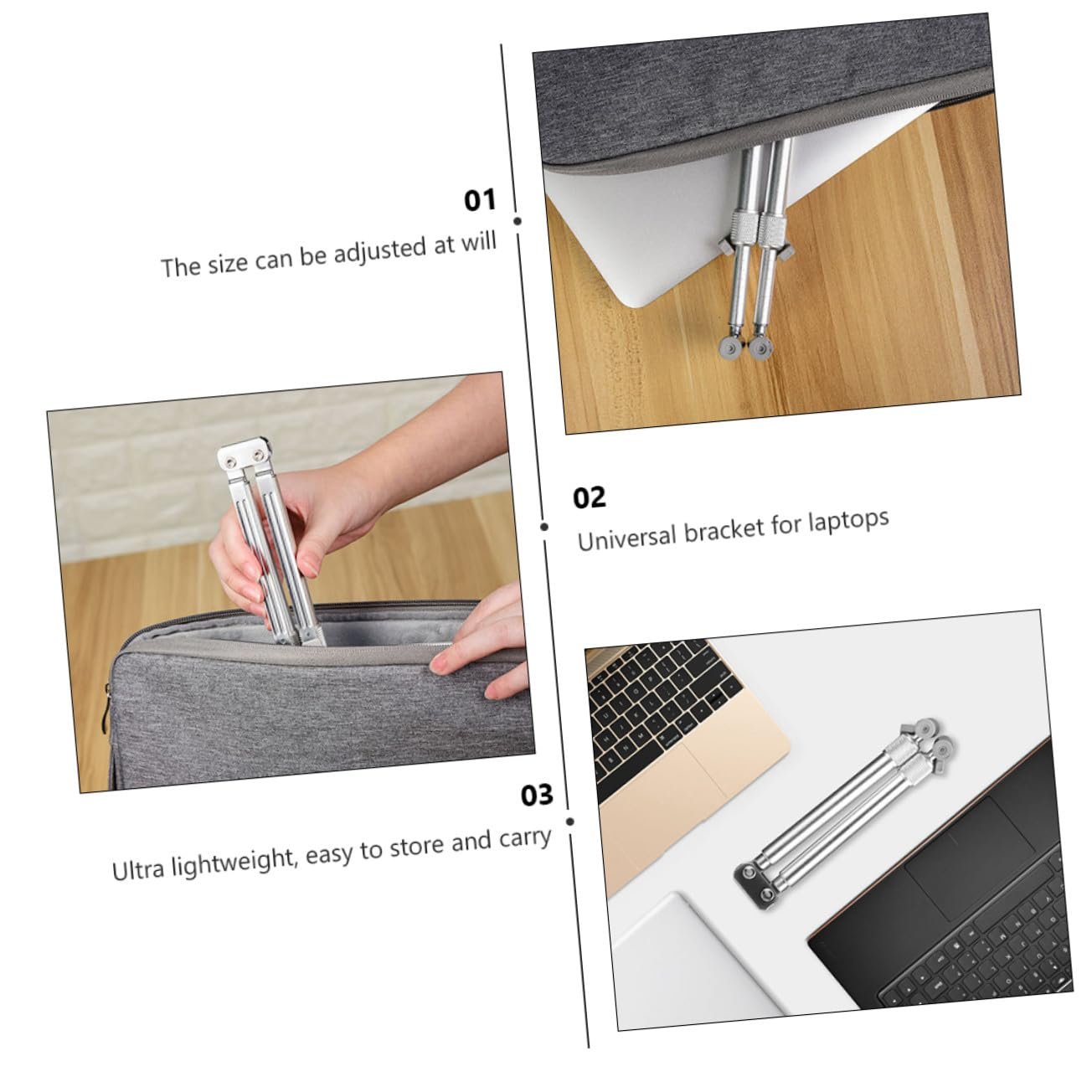 Подставка для ноутбука SEWACC Алюминиевая Регулируемая по высоте Эргономичная Треугольная форма Нескользящая для ноутбука Планшета Серебряная Портативный держатель для компьютера, фото №4 Подставка для ноутбука SEWACC Алюминиевая Регулируемая по высоте Эргономичная Треугольная форма Нескользящая для ноутбука Планшета Серебряная Портативный держатель для компьютера, фото №4