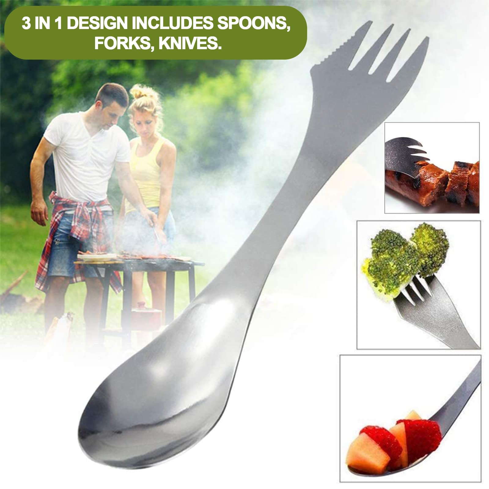 Набір Spork Нержавіюча Сталь 3 в 1 2 Pack, фото №4