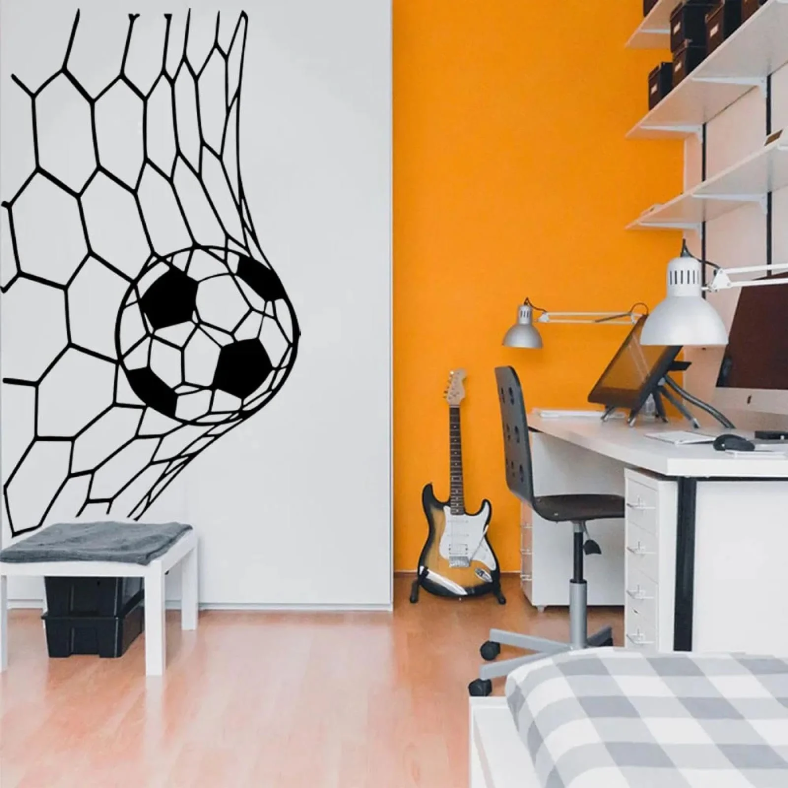 Наклейка настінна Футбольні ворота з сіткою вінілова DIY самоклеюча, фото №1