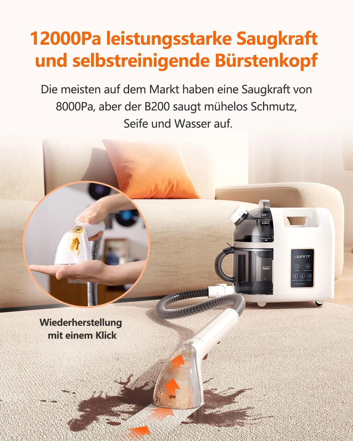 Миючий пилосос для м'яких меблів Uwant B200 1900 W 12000 Pa 74 dB, фото №7