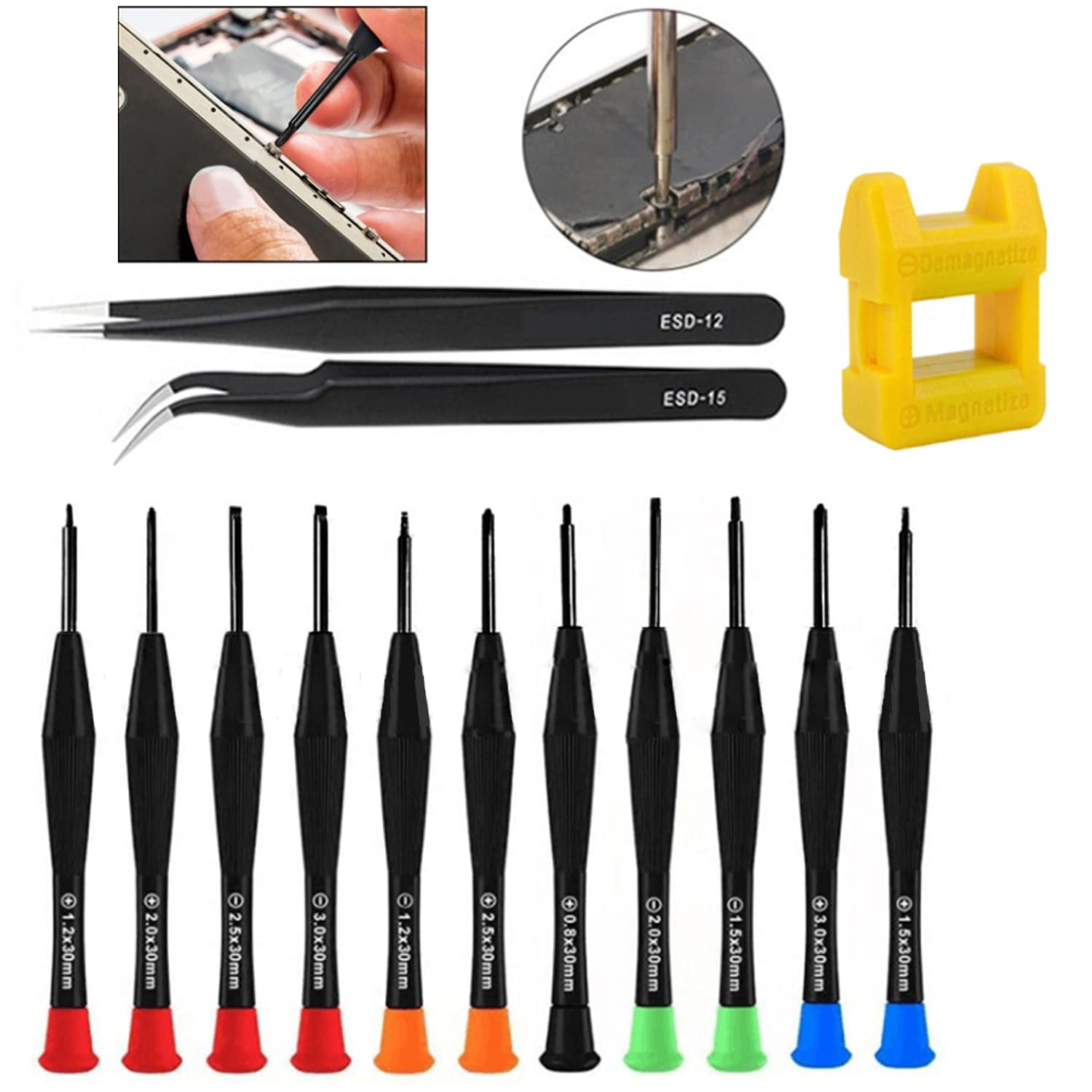 Викрутки WUBAYI Small Screwdriver Set 14 шт. з пінцетами магнітизатором та сумкою для зберігання, фото №1 Викрутки WUBAYI Small Screwdriver Set 14 шт. з пінцетами магнітизатором та сумкою для зберігання, фото №1
