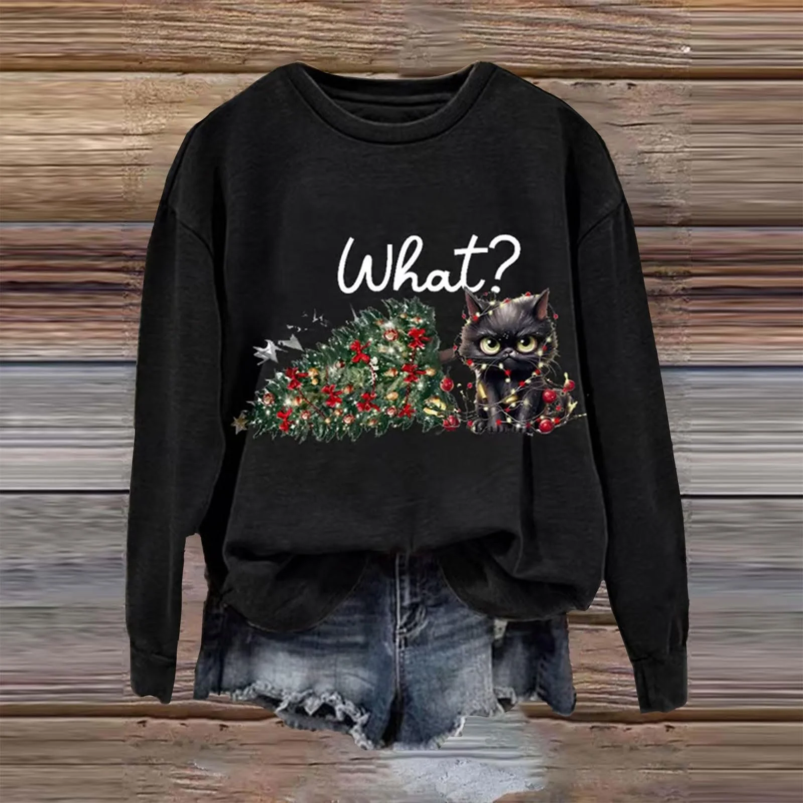 Женский свитшот HUIFUAO Рождественский свитшот для женщин Белка Принт Свободный свитшот с длинными рукавами Санта, фото №3 Женский свитшот HUIFUAO Рождественский свитшот для женщин Белка Принт Свободный свитшот с длинными рукавами Санта, фото №3