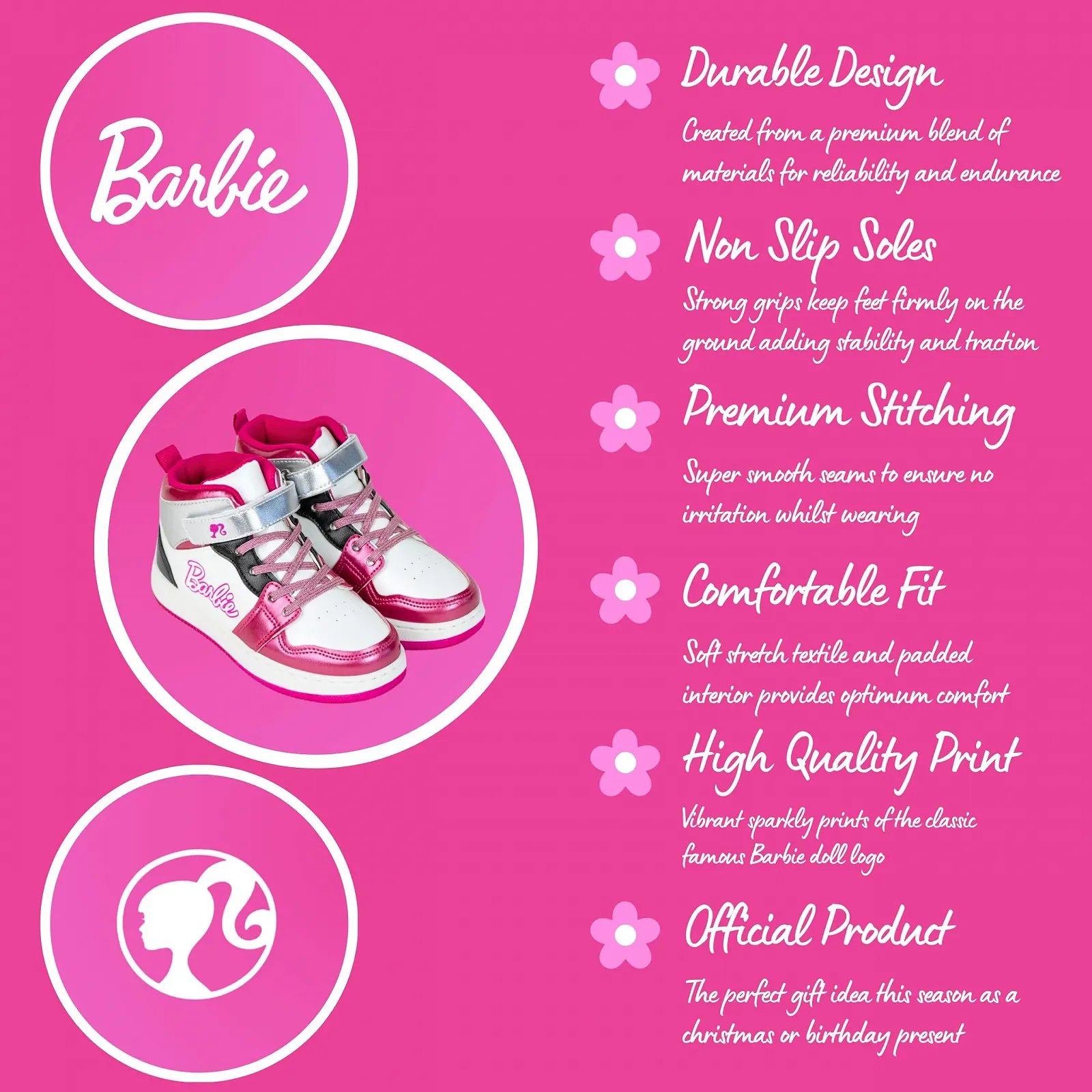 Кроссовки Barbie для девочек, высокие, спортивные, подарок для девочек и подростков, размеры UK 11 - 2, фото №4