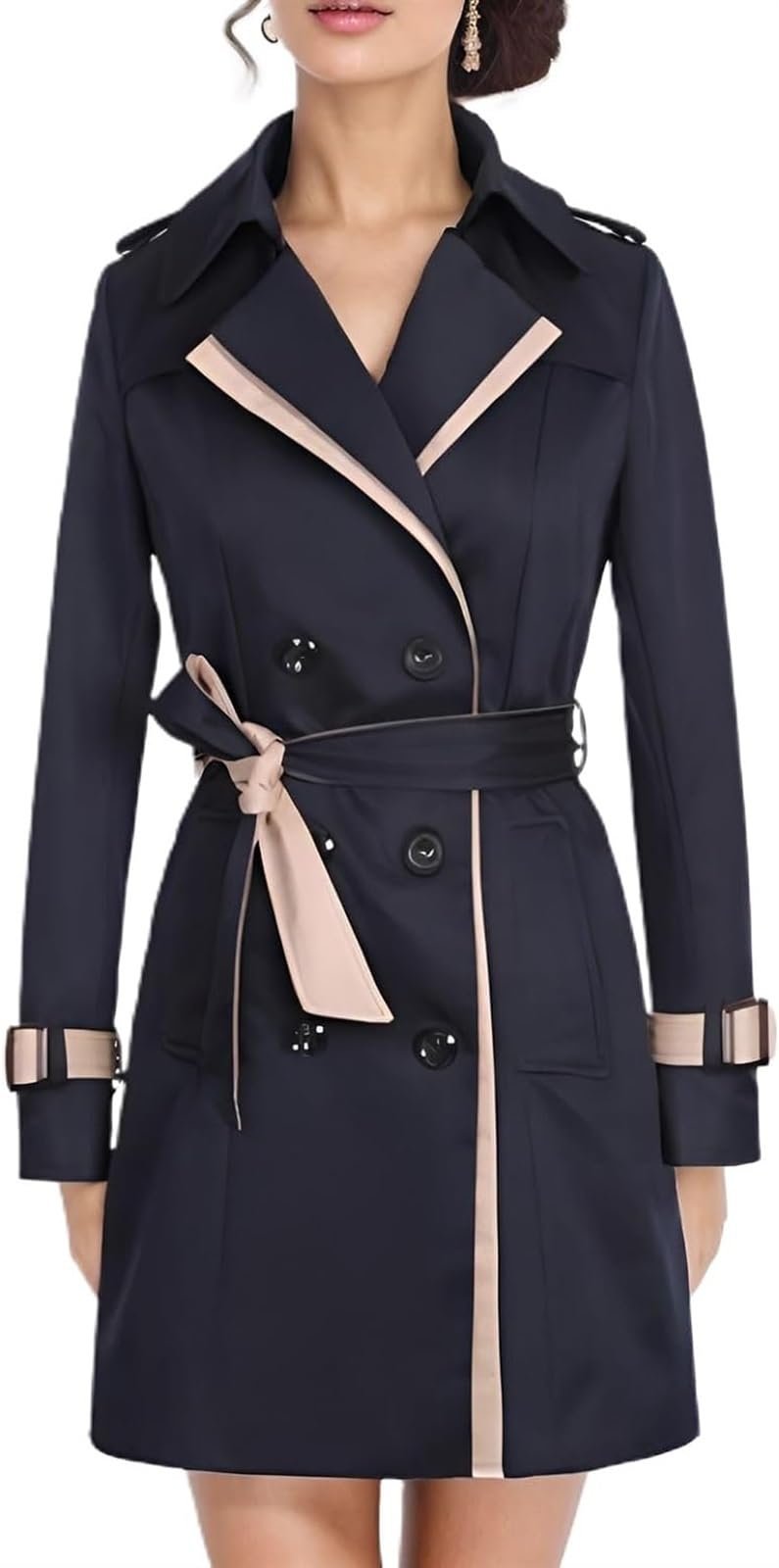 Тренч Жіночий Двобортний Довгий Рукав Пояс, фото №1 Тренч Жіночий Двобортний Довгий Рукав Пояс, фото №1