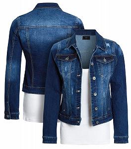 Джинсовая Куртка SS7 Женская Премиум Stonewashed Indigo с Небольшими Разрывами synthetic.ua - Фото 1