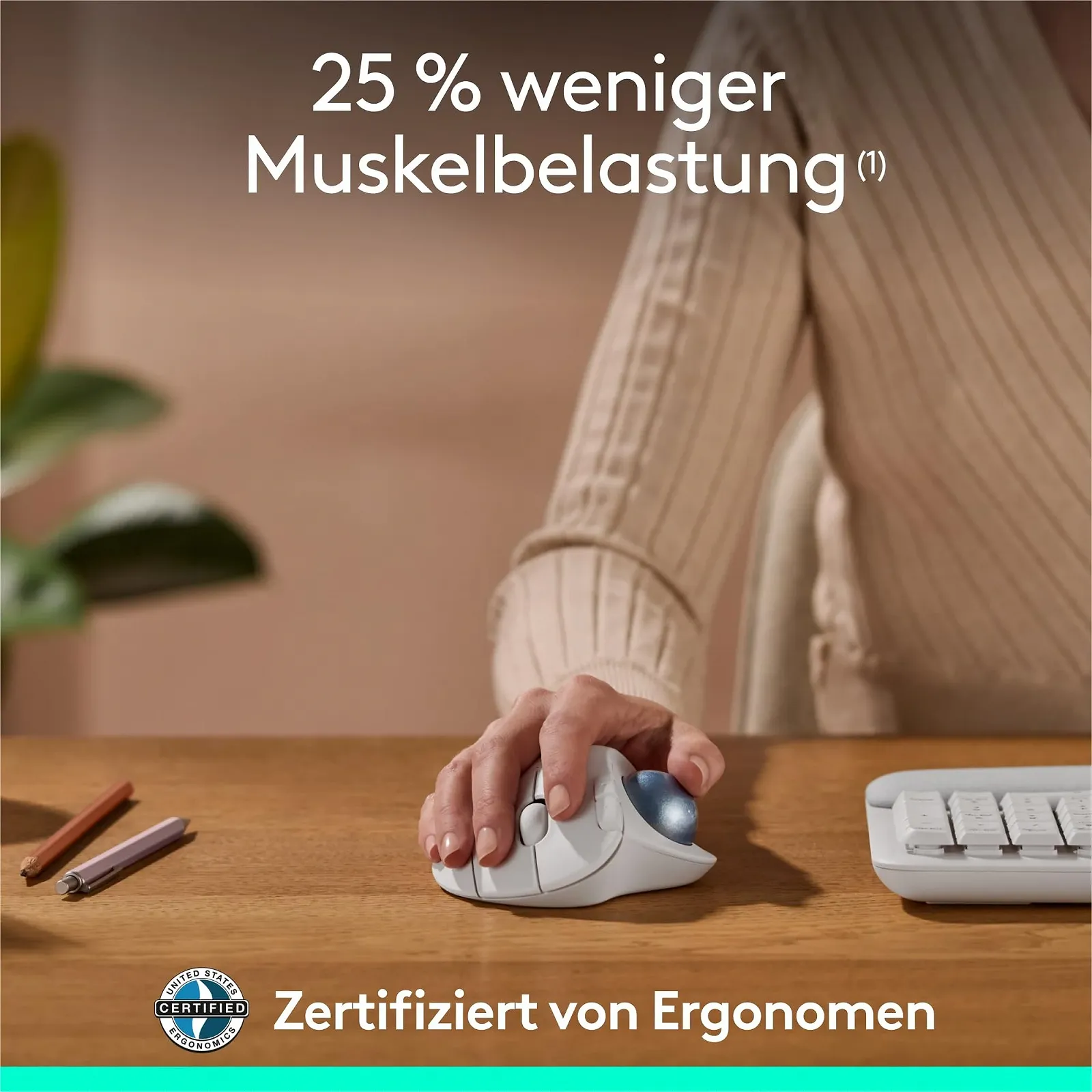 Миша Трекбол Бездротова Logitech ERGO M575S Білий, фото №4