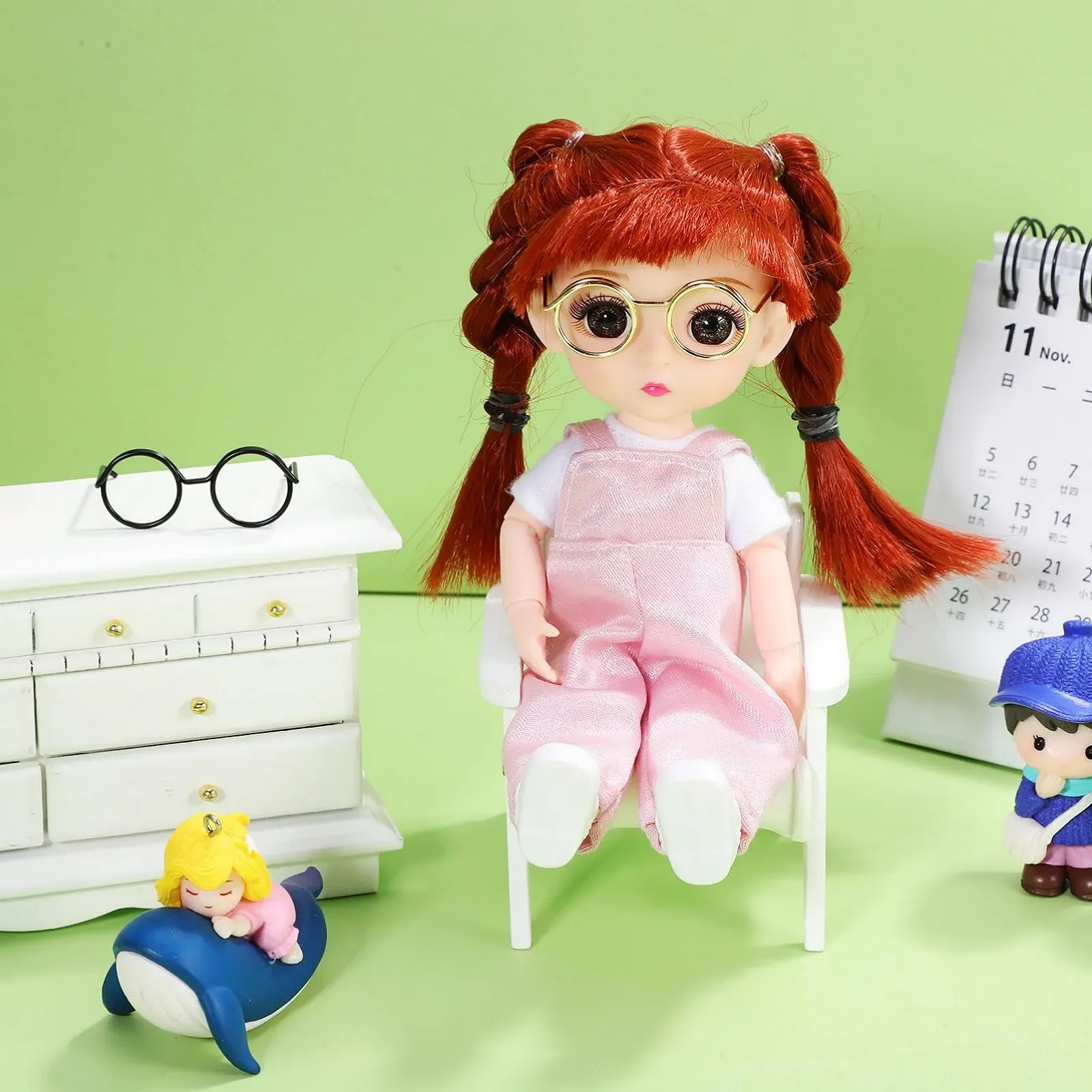 Очки BESTonZON 20 Пар Маленькие Кукольные Металлический Оправа Прозрачные Линзы Золотой Черный, фото №6