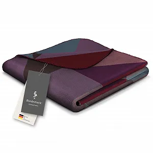 Одеяло Biederlack Fluffy Смесь хлопка Геометрический фиолетовый с фиолетовым треугольным узором 150 x 200 см synthetic.ua - Фото 1