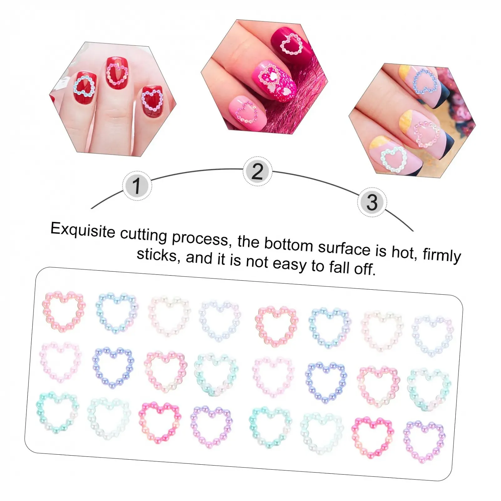 Набор для ногтей, стразы, наклейки на ногти, сердце, бисер, 3D сердце, аксессуары для маникюра, фото №7