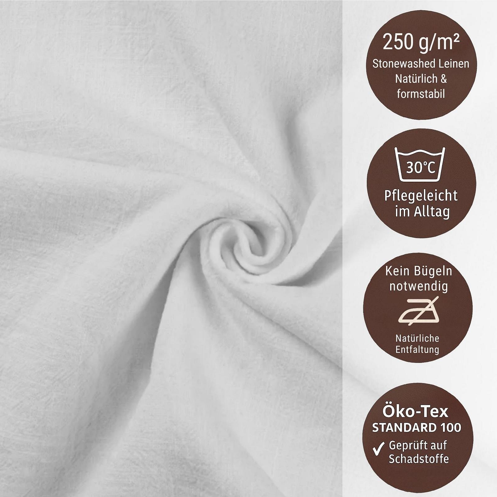 Скатертина chambry Premium 100% Льон Stonewashed Ручна робота 110 x 135 см Біла, фото №2