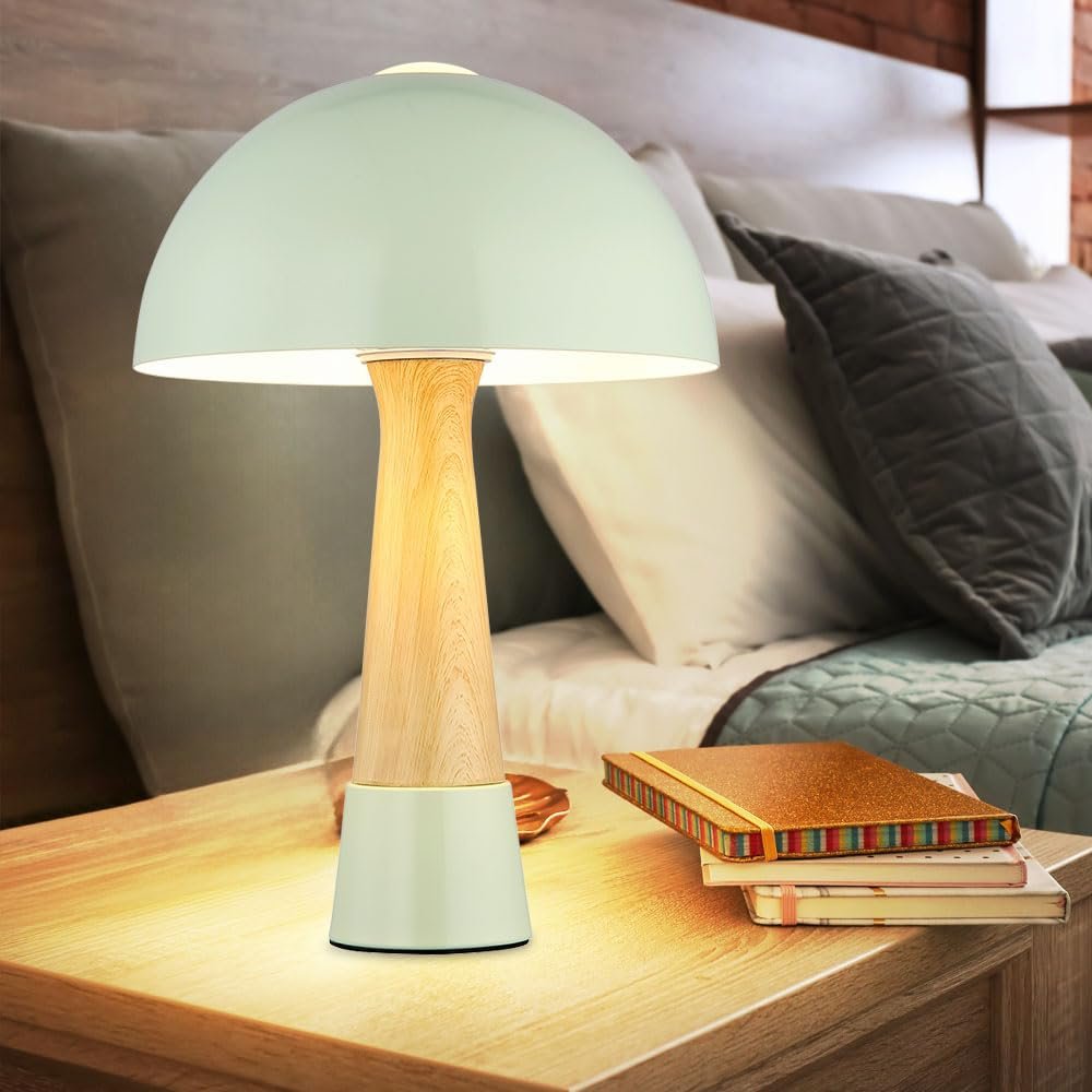 Настільна лампа Nowa LED під дерево ретро гриб метал 7 Вт 806 лм тепле біле світло 25 x 36.5 см зелена, фото №3