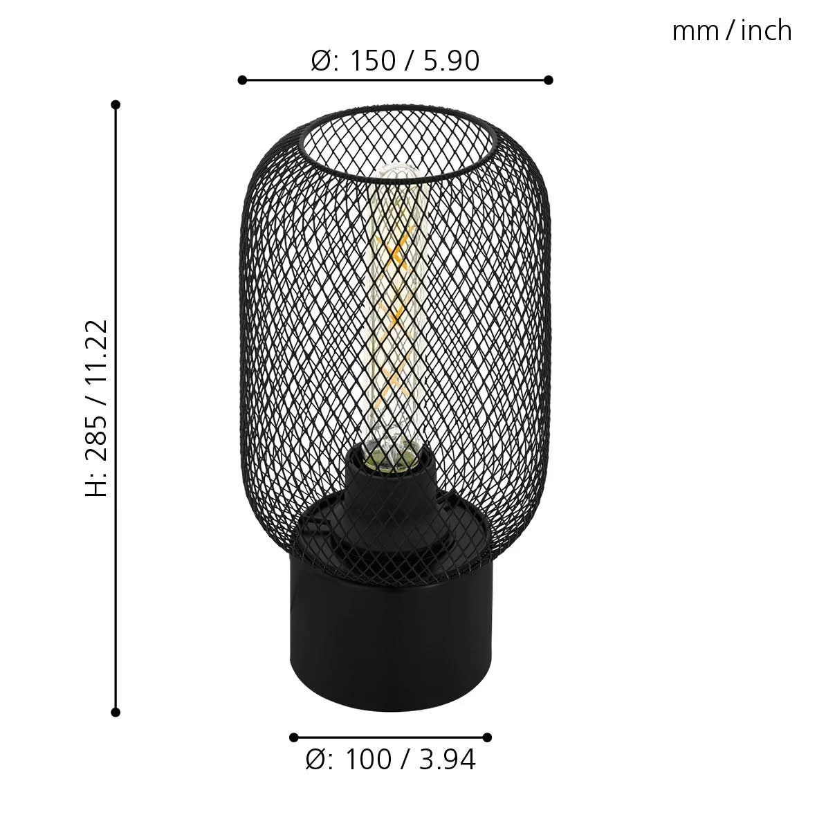 Настільна лампа EGLO Wrington Industrial Vintage сталева чорна E27, фото №6