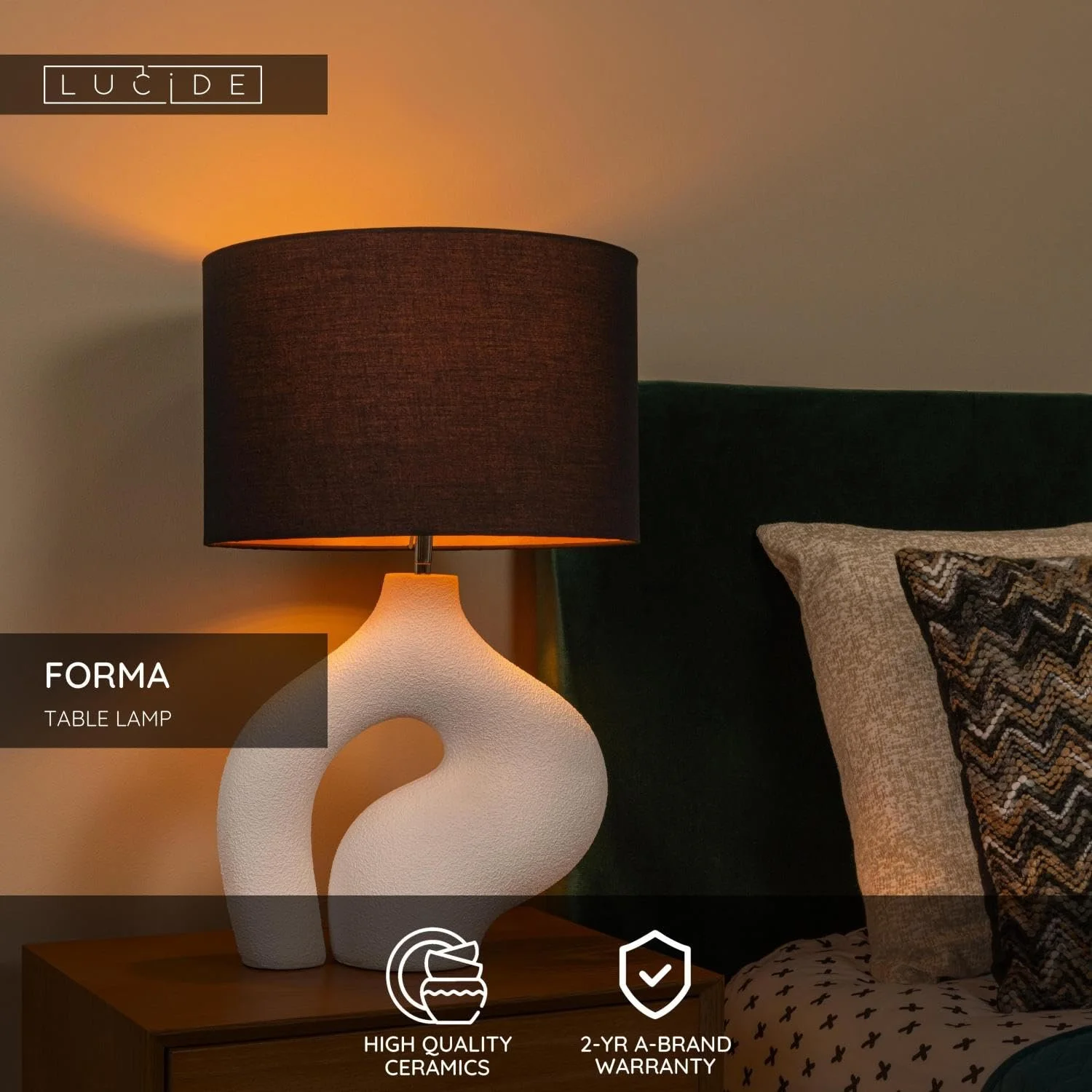 Настільна лампа LUCIDE Forma 1 x E27 White, фото №3