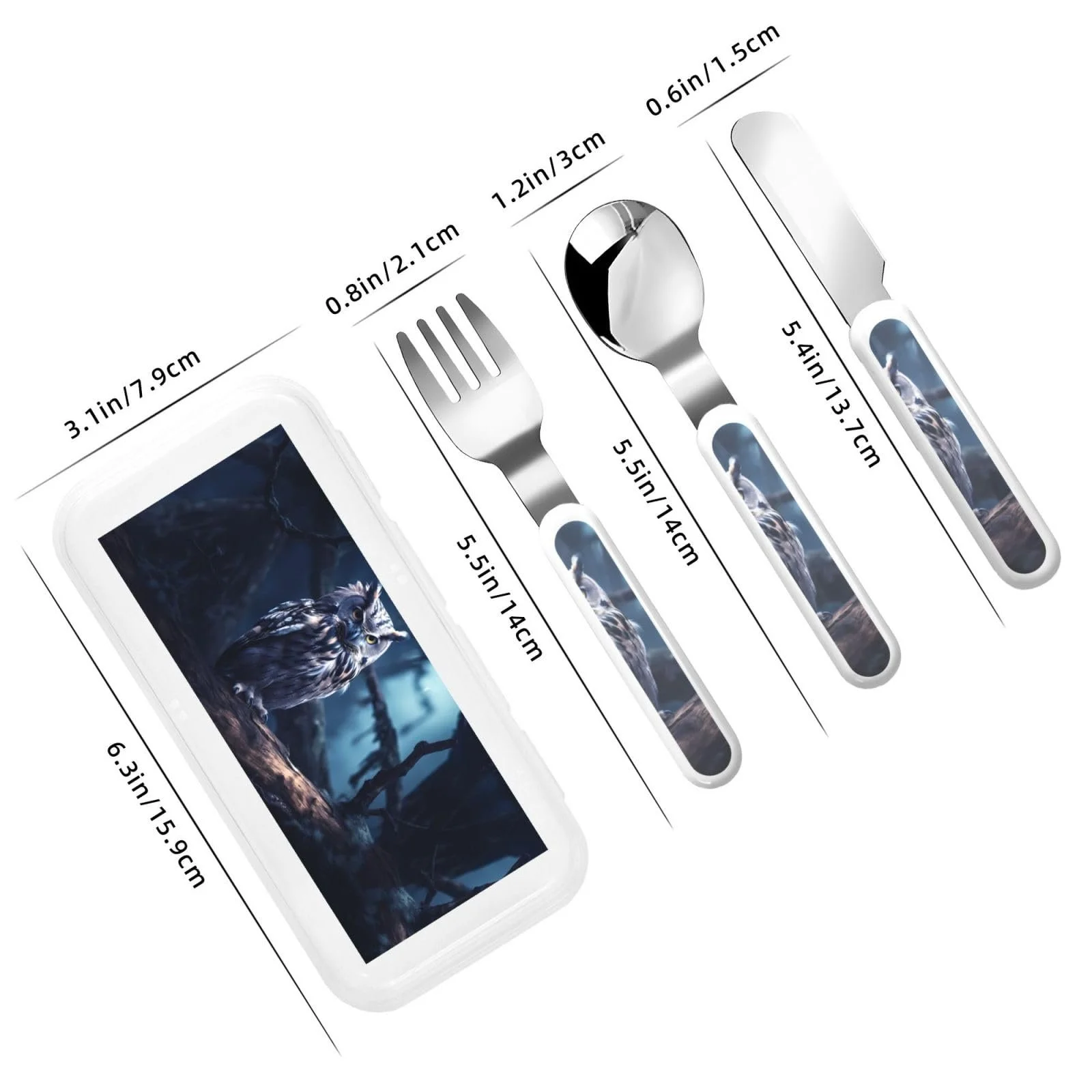 Дитячий набір столових приборів Late Night Owl, 3 предмети, фото №3 Дитячий набір столових приборів Late Night Owl, 3 предмети, фото №3